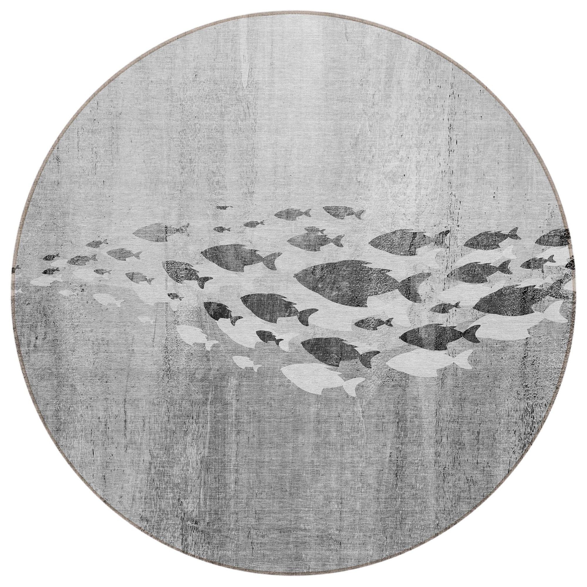 Machine Washable Gray Rug - Indoor / Outdoor - Kids / Pet Friendly Nautical Print Rug