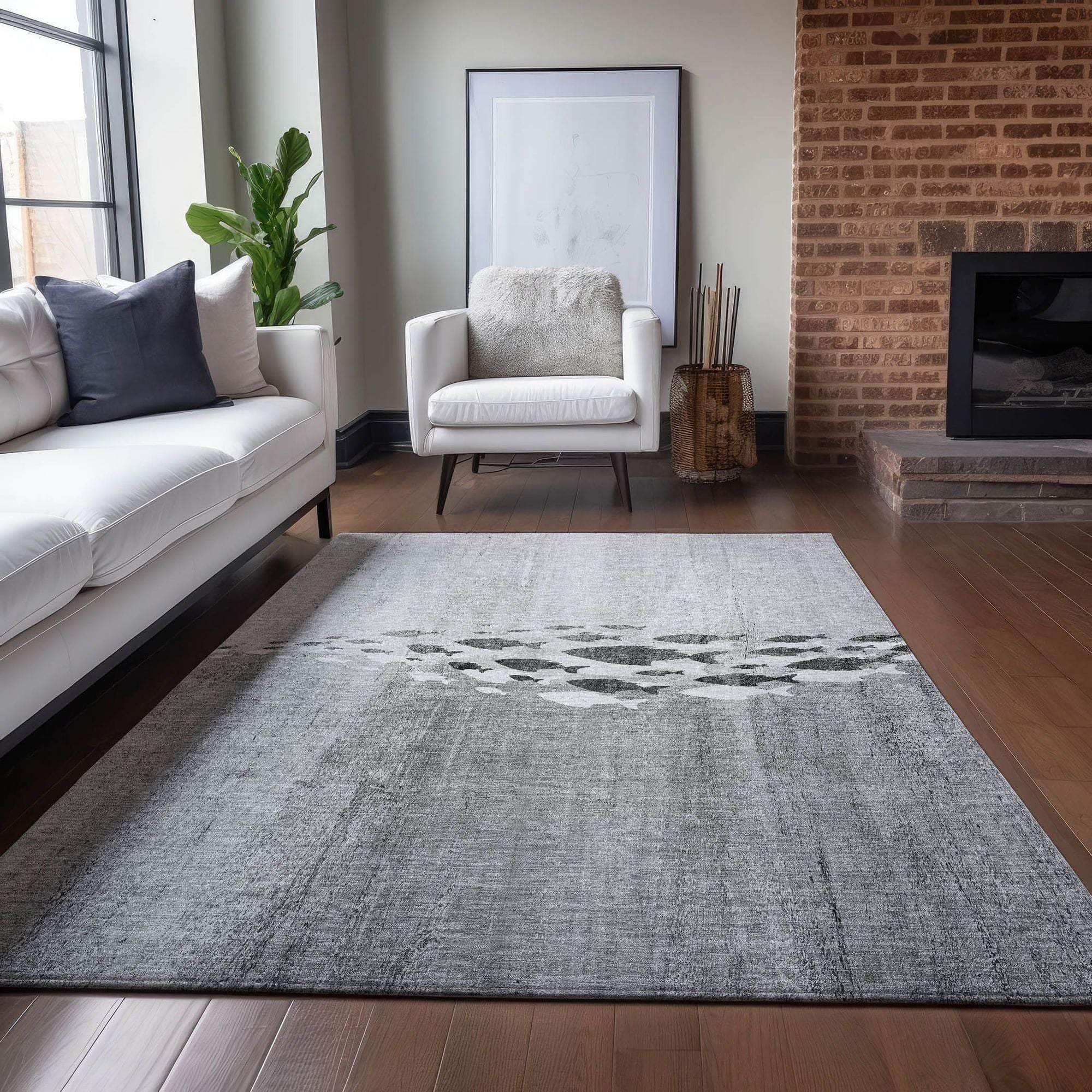 Machine Made ACN627 Gray  Rugs 