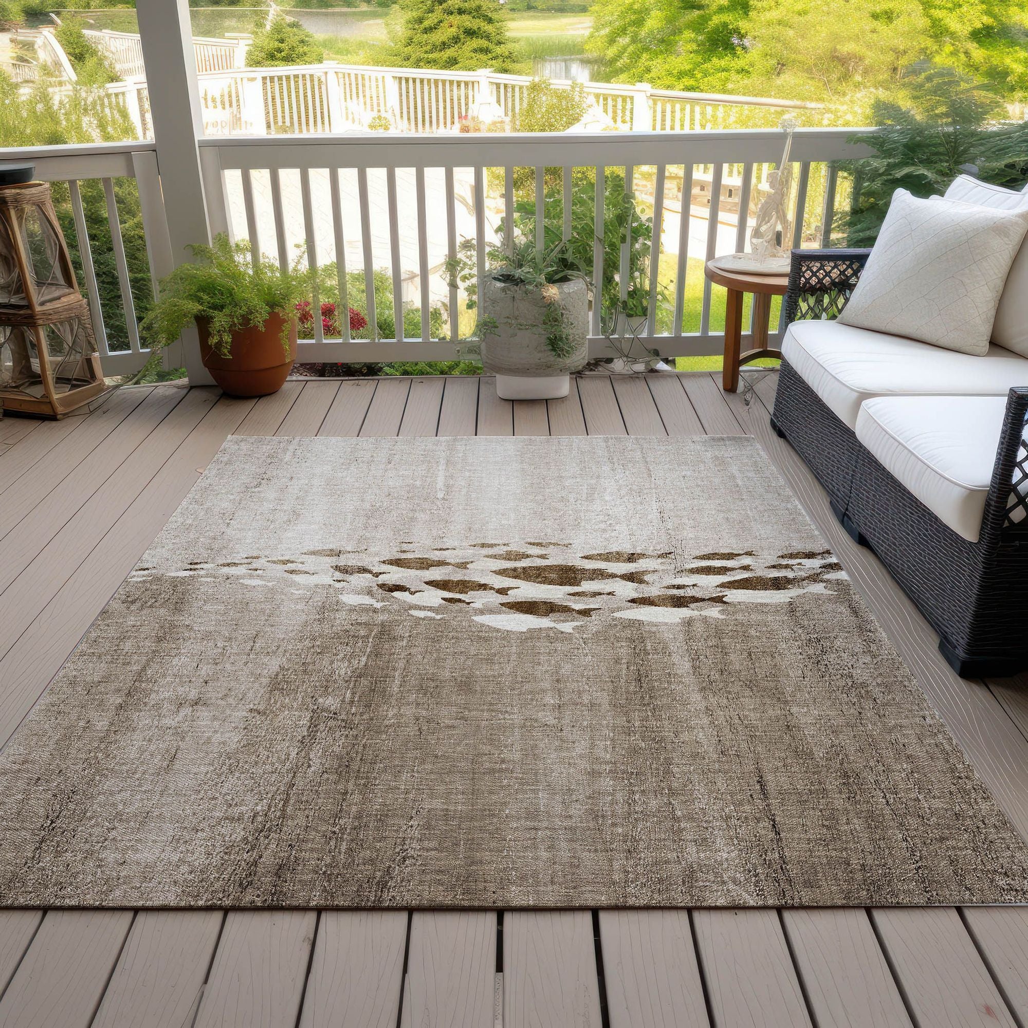 Machine Made ACN627 Taupe Brown Rugs 