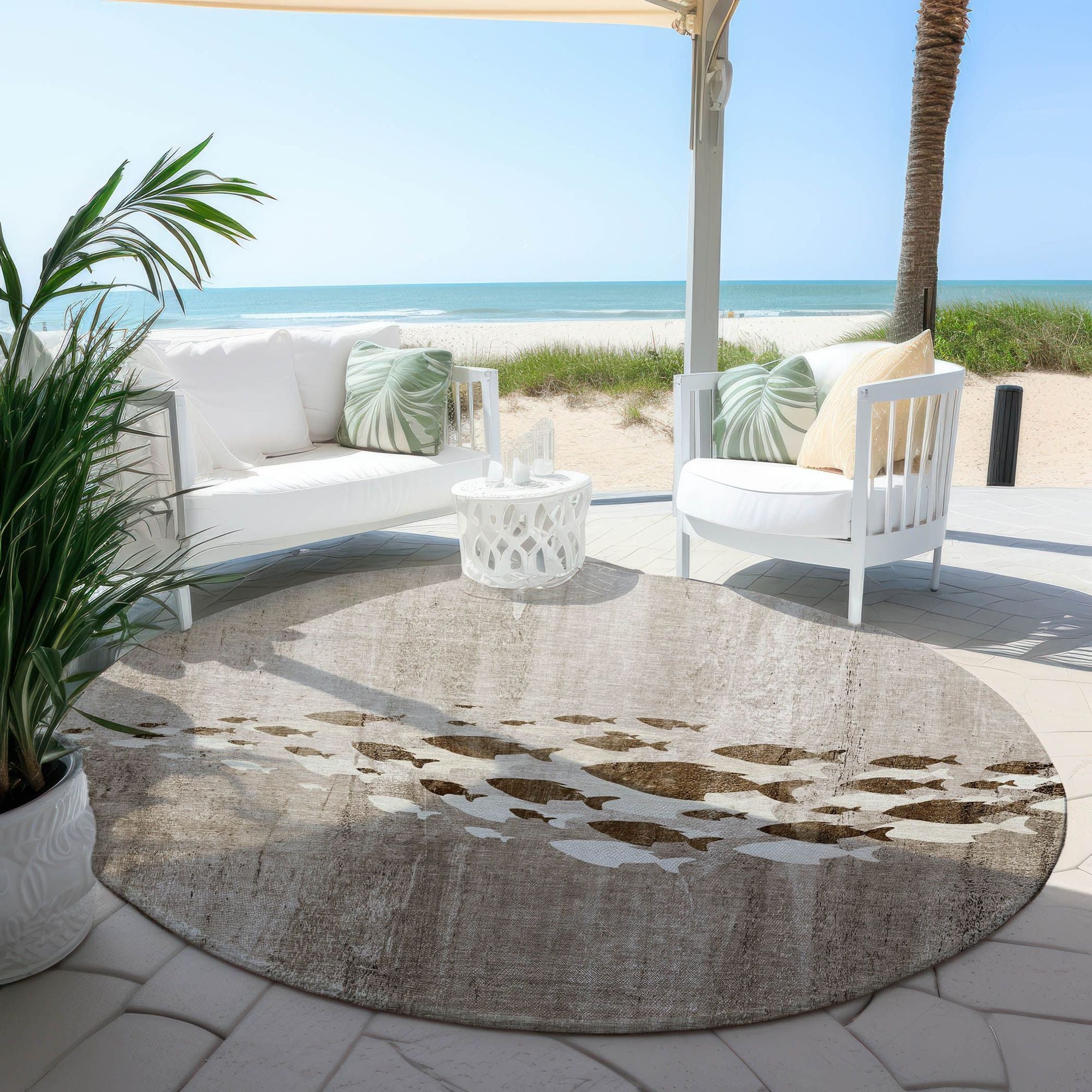 Machine Made ACN627 Taupe Brown Rugs 