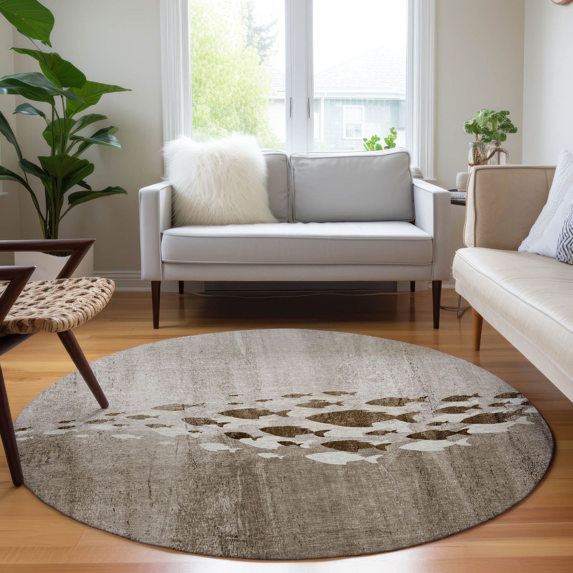 Machine Made ACN627 Taupe Brown Rugs 
