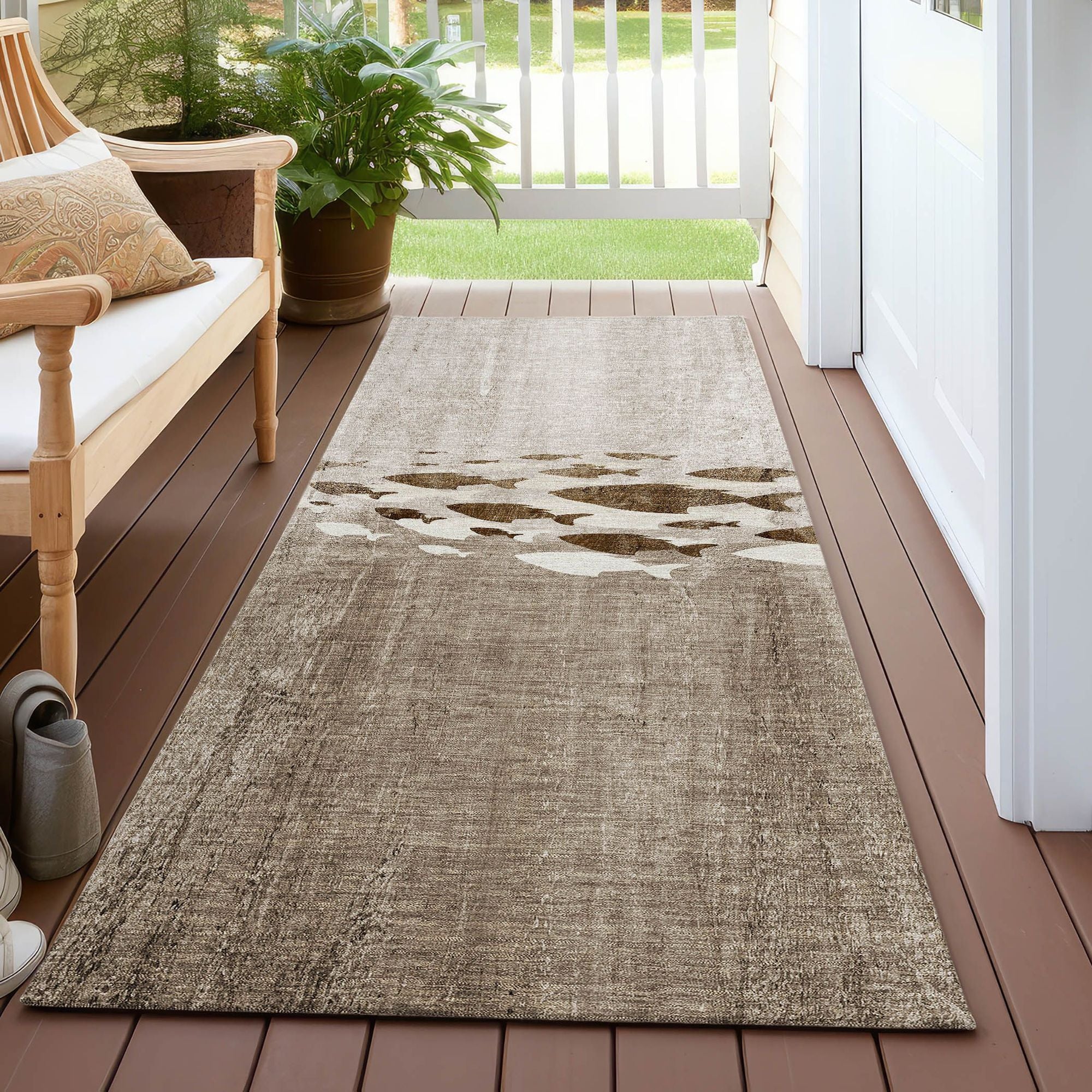 Machine Made ACN627 Taupe Brown Rugs 