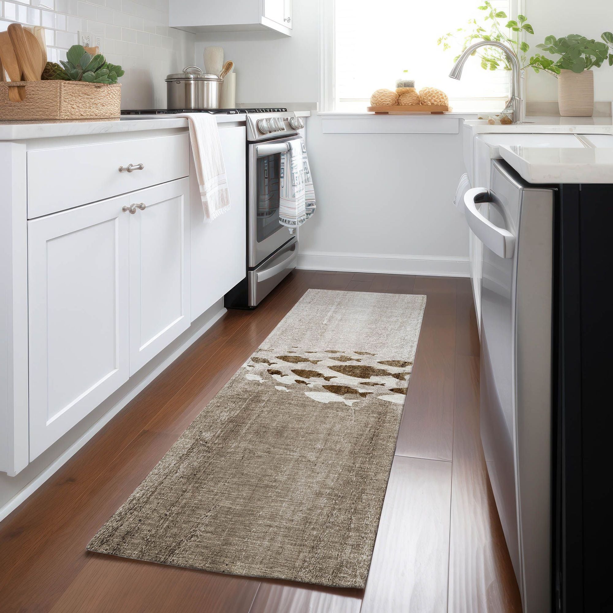 Machine Made ACN627 Taupe Brown Rugs 