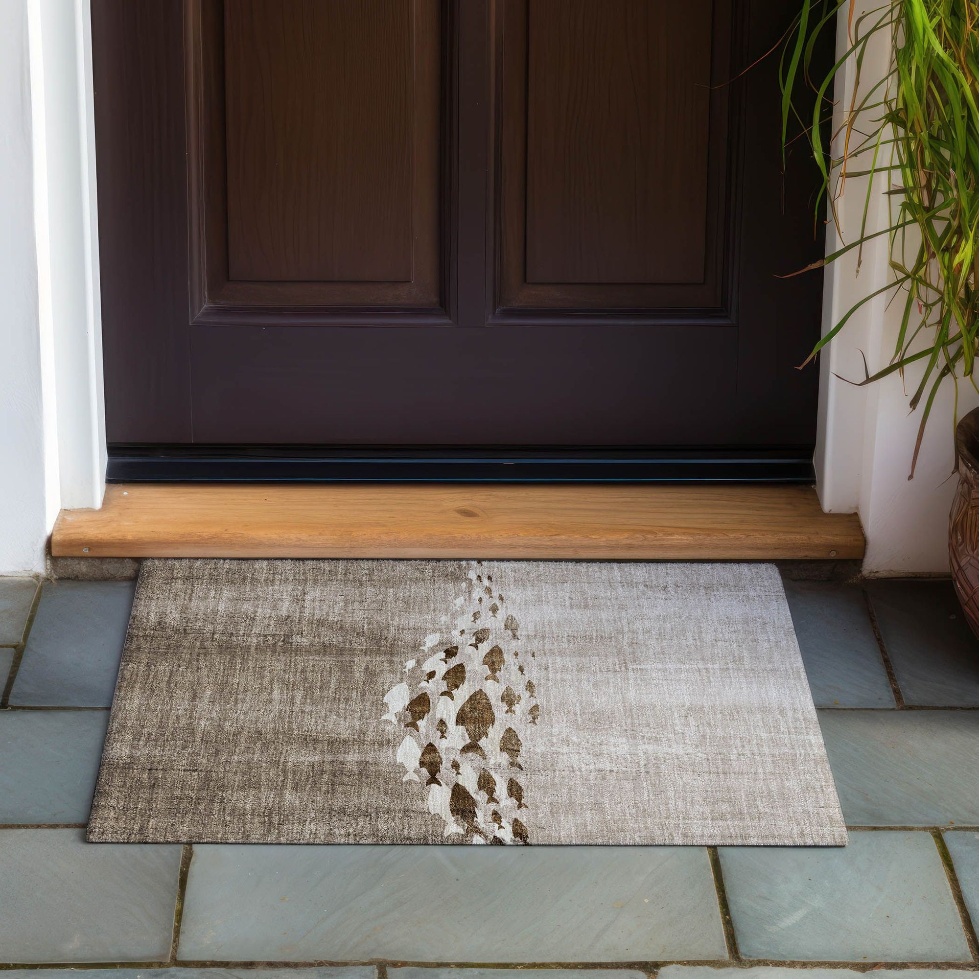 Machine Made ACN627 Taupe Brown Rugs 