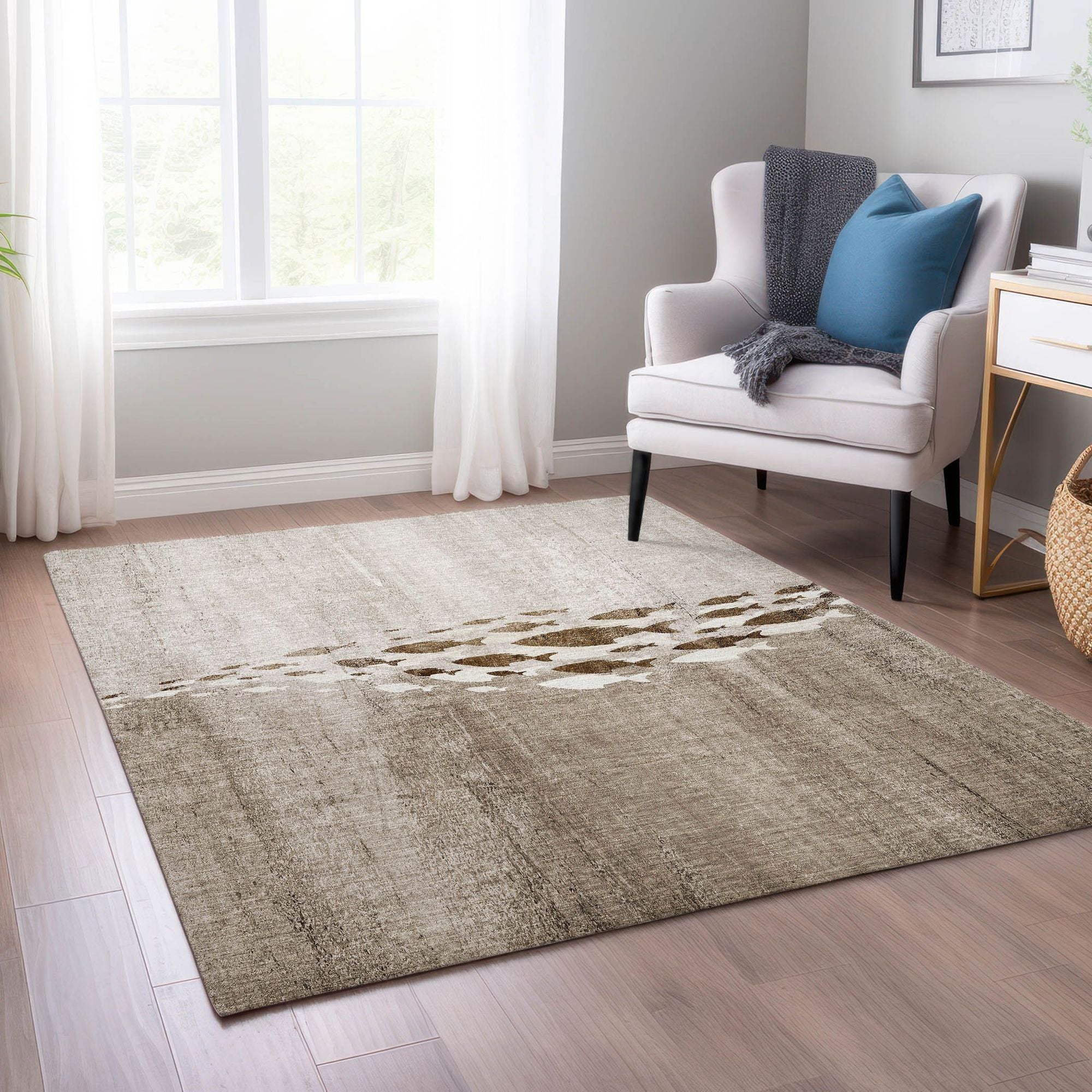 Machine Made ACN627 Taupe Brown Rugs 