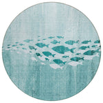Machine Washable Teal Rug - Indoor / Outdoor - Kids / Pet Friendly Nautical Print Rug