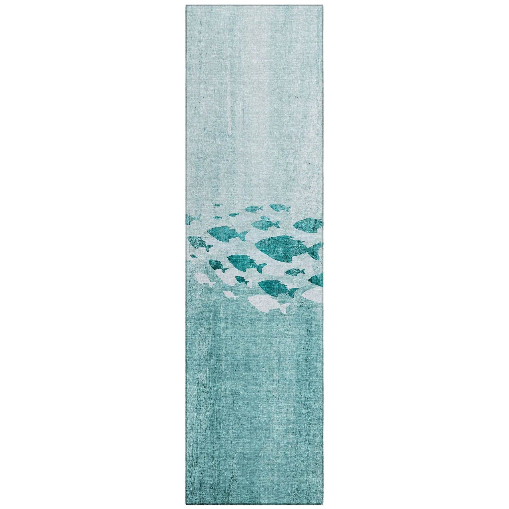 Machine Washable Teal Rug - Indoor / Outdoor - Kids / Pet Friendly Nautical Print Rug