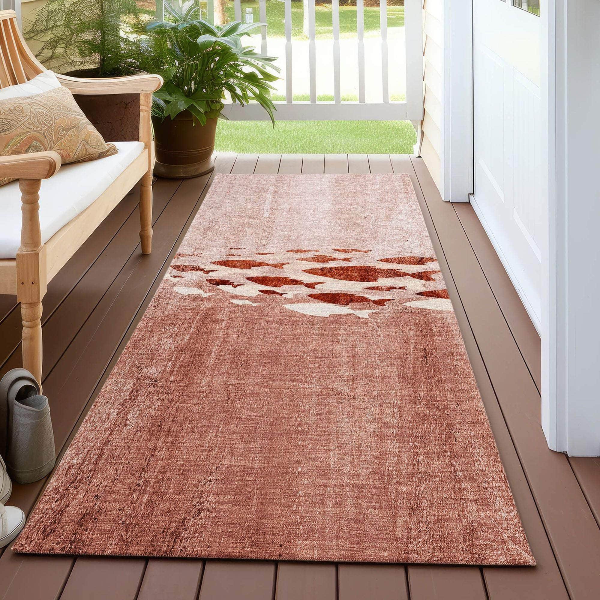 Machine Made ACN627 Terracotta Orange Rugs 