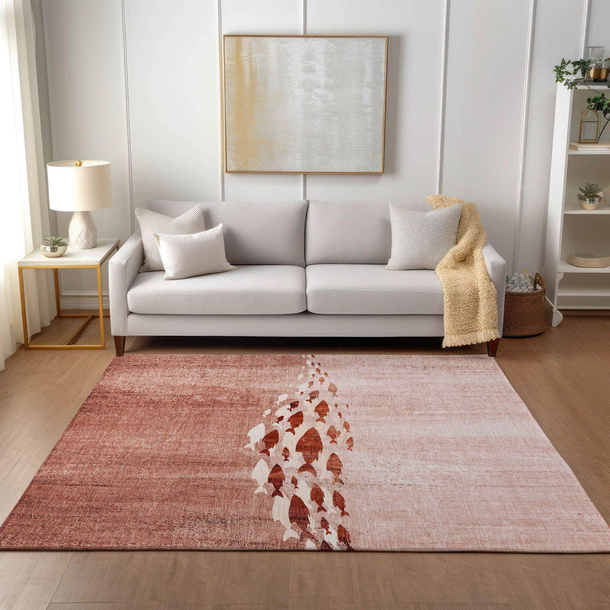 Machine Made ACN627 Terracotta Orange Rugs 