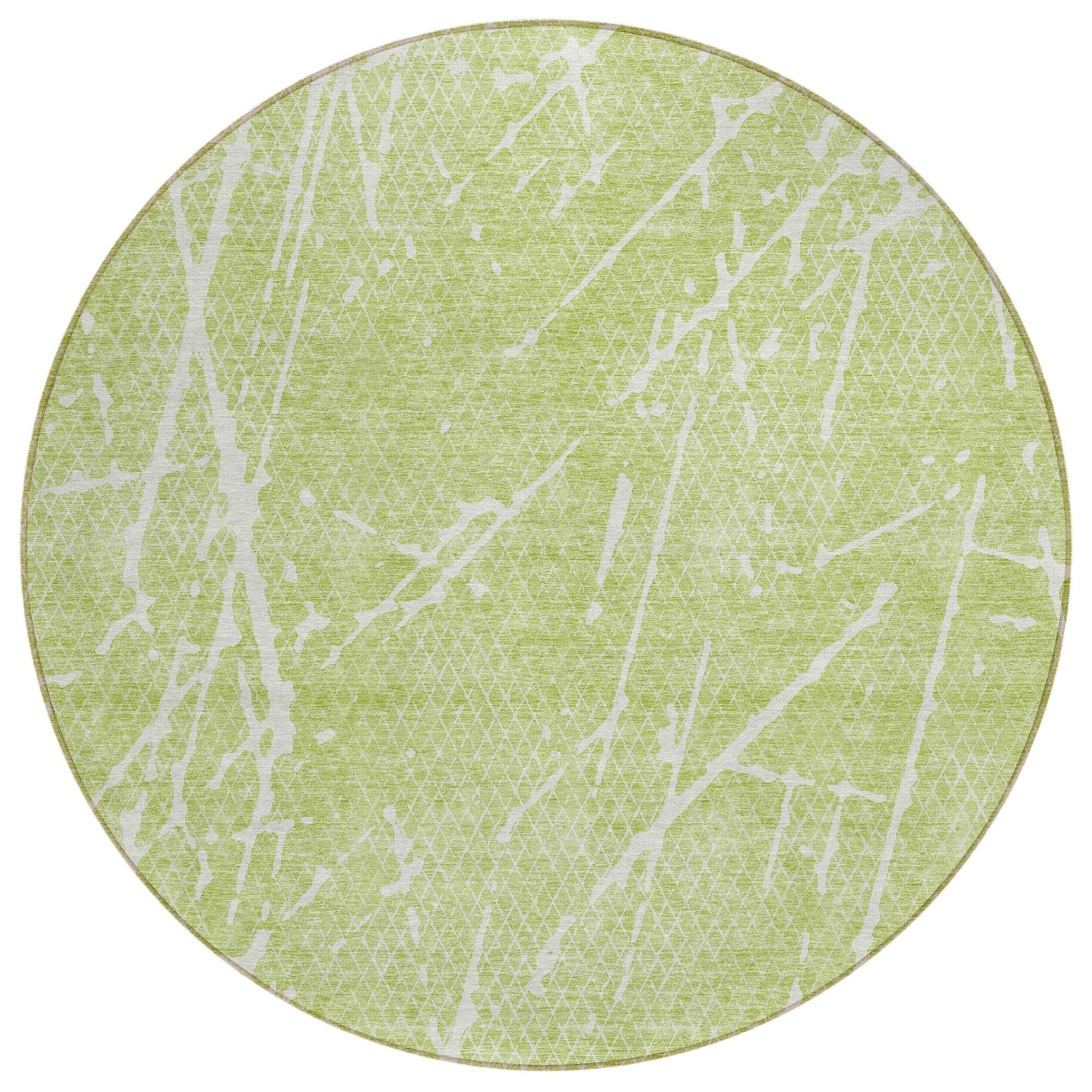 Machine Washable Aloe Green Rug - Indoor / Outdoor - Kids / Pet Friendly Lines Print Rug