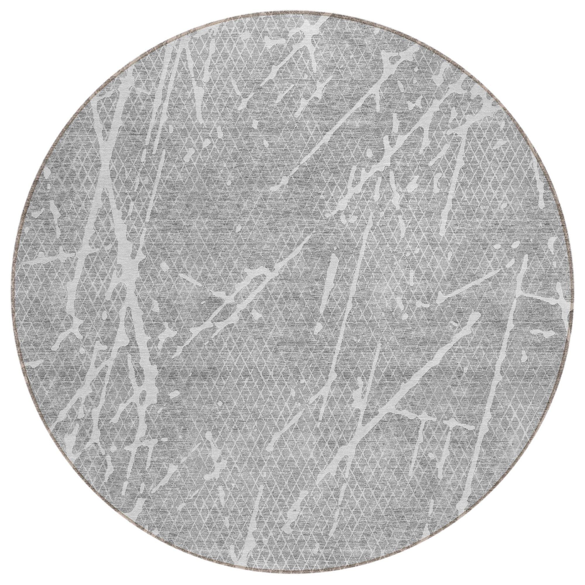 Machine Washable Gray Rug - Indoor / Outdoor - Kids / Pet Friendly Lines Print Rug