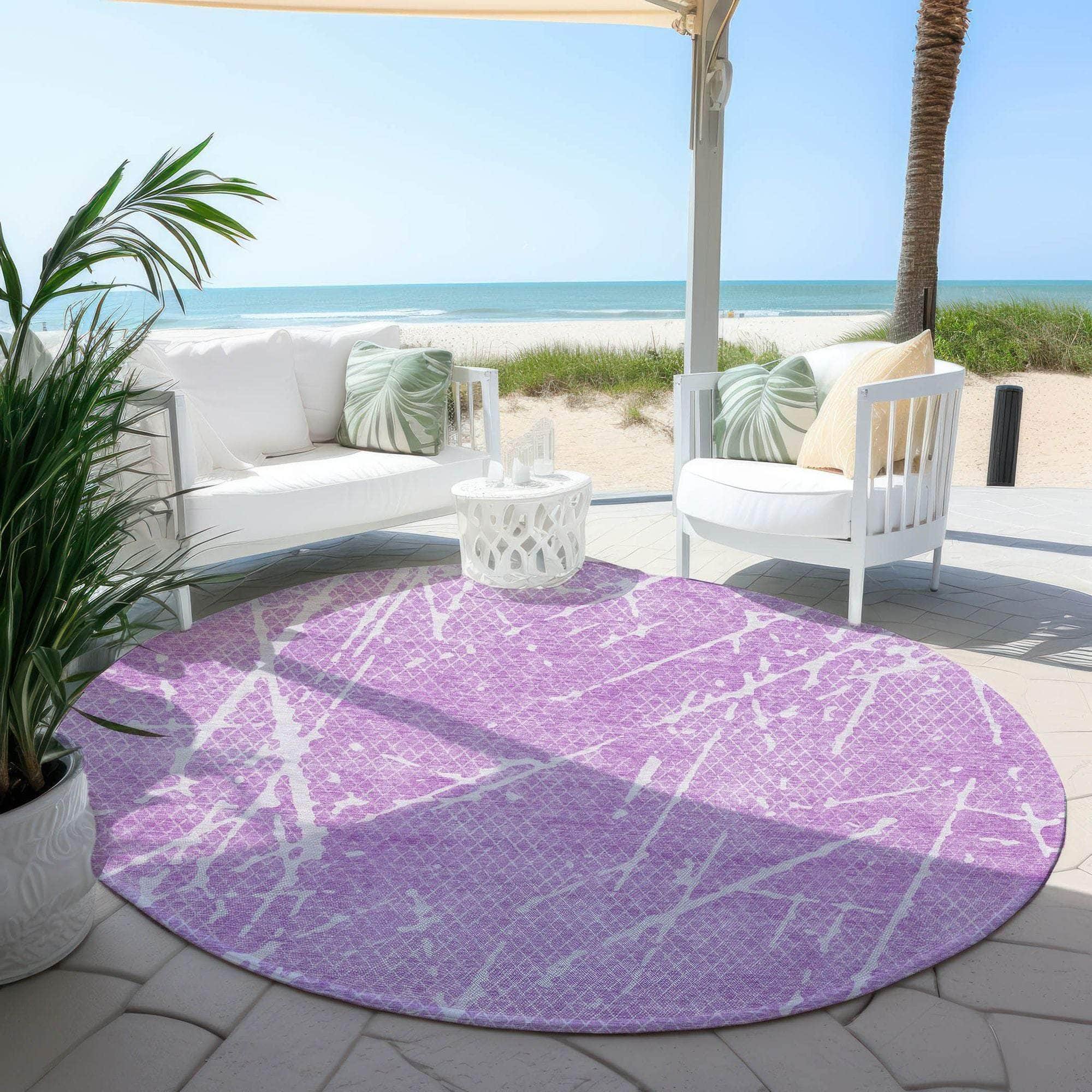 Machine Made ACN628 Lilac Purple Rugs 