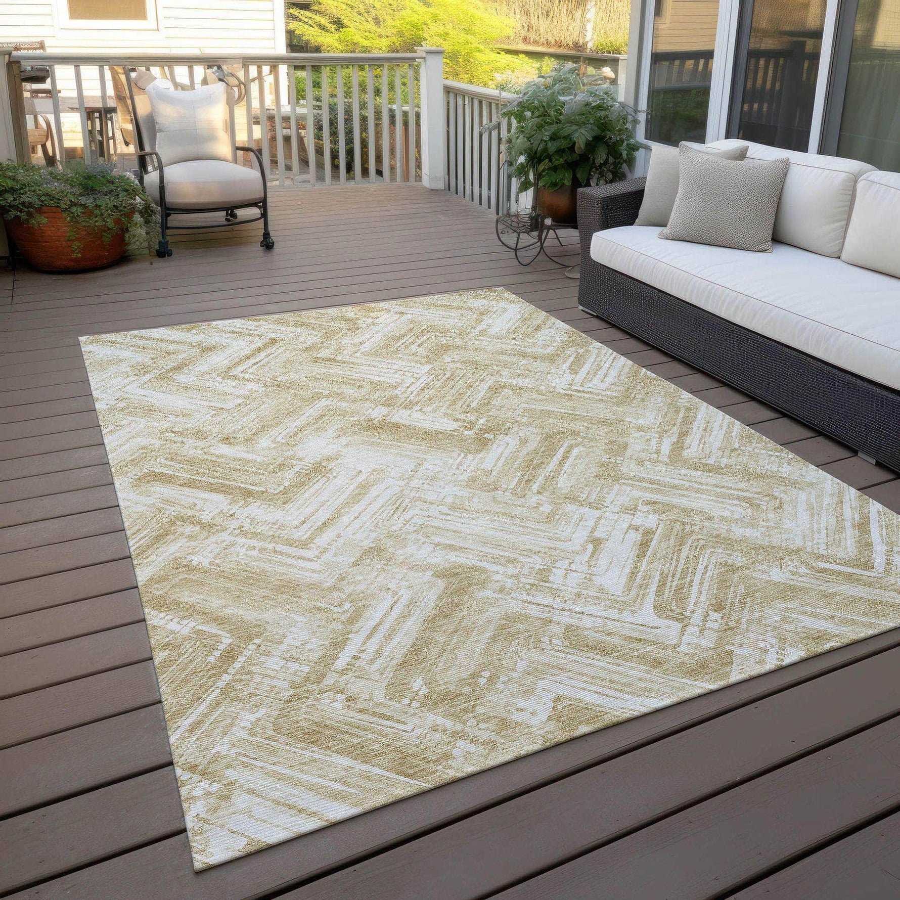 Machine Made ACN630 Beige Brown Rugs 