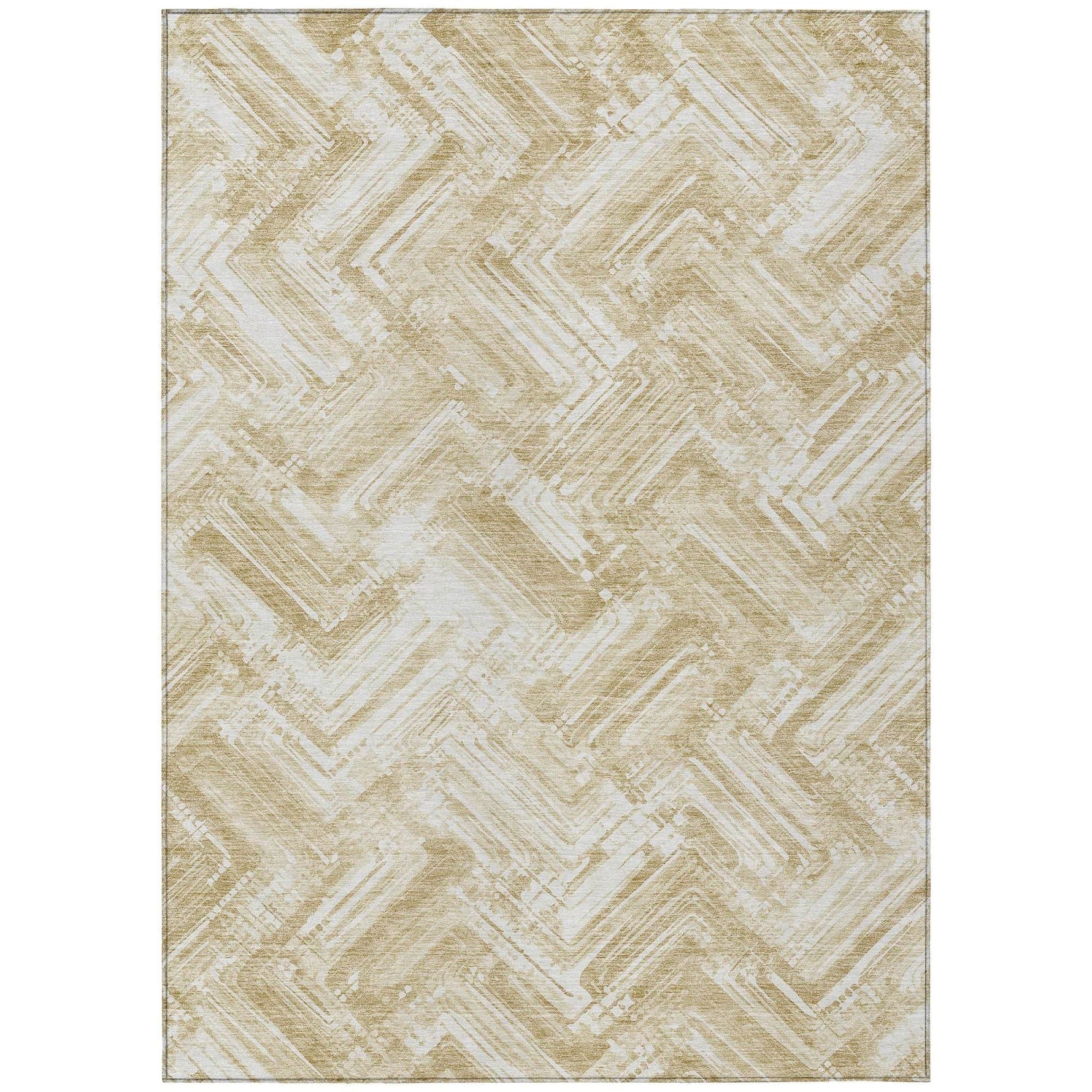 Machine Washable Beige Brown Rug - Indoor / Outdoor - Kids / Pet Friendly Modern Print Rug