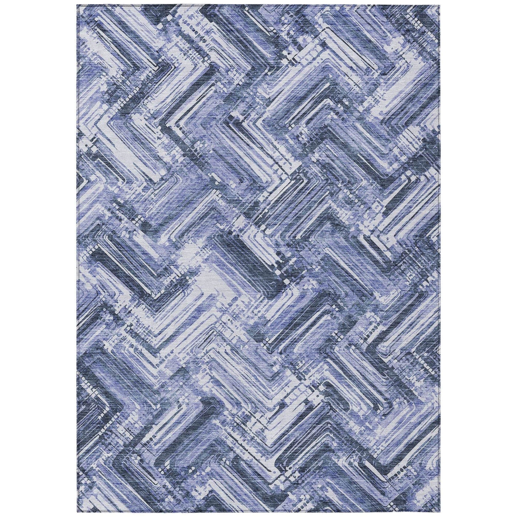 Machine Washable Blue Rug - Indoor / Outdoor - Kids / Pet Friendly Modern Print Rug