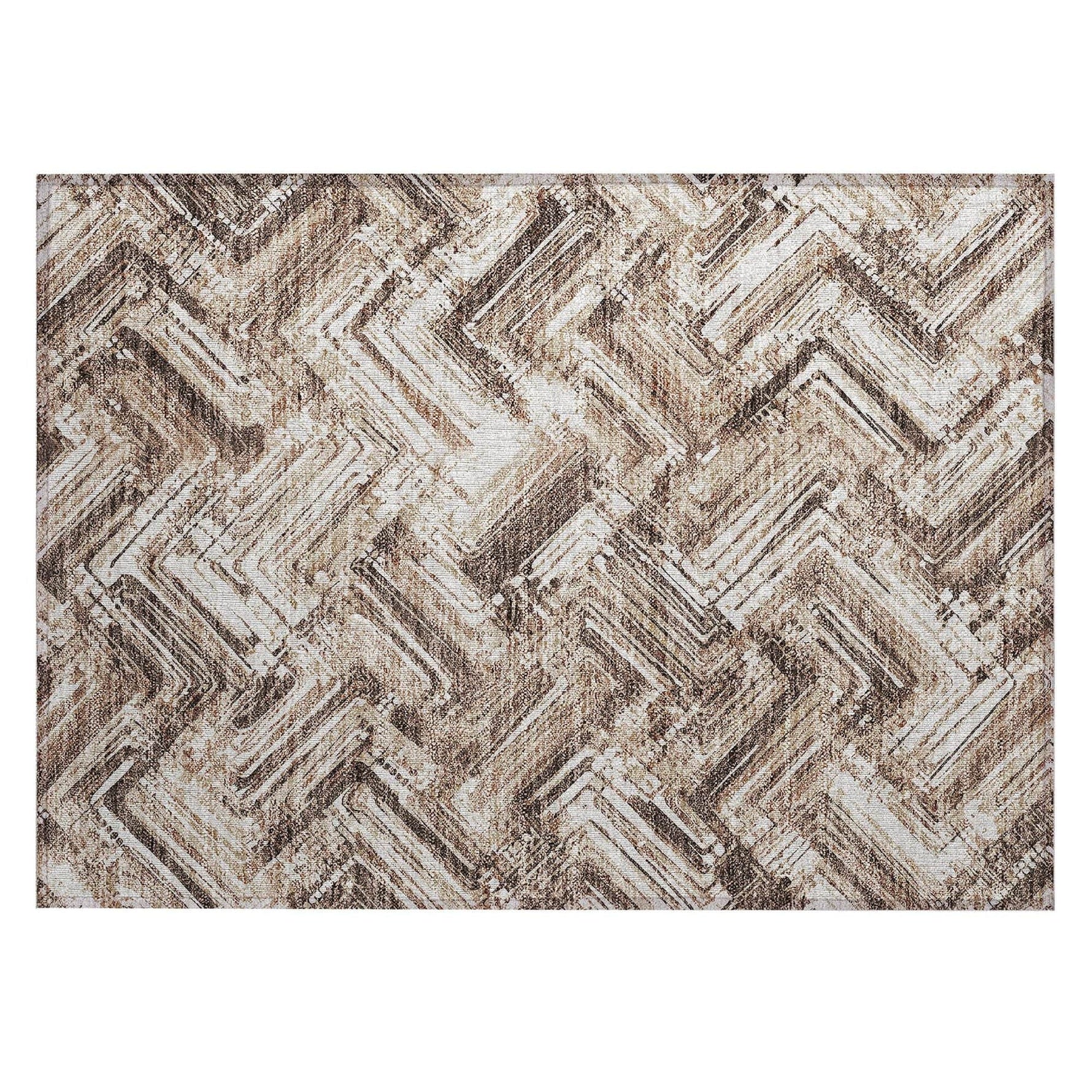Machine Washable Brown Rug - Indoor / Outdoor - Kids / Pet Friendly Modern Print Rug