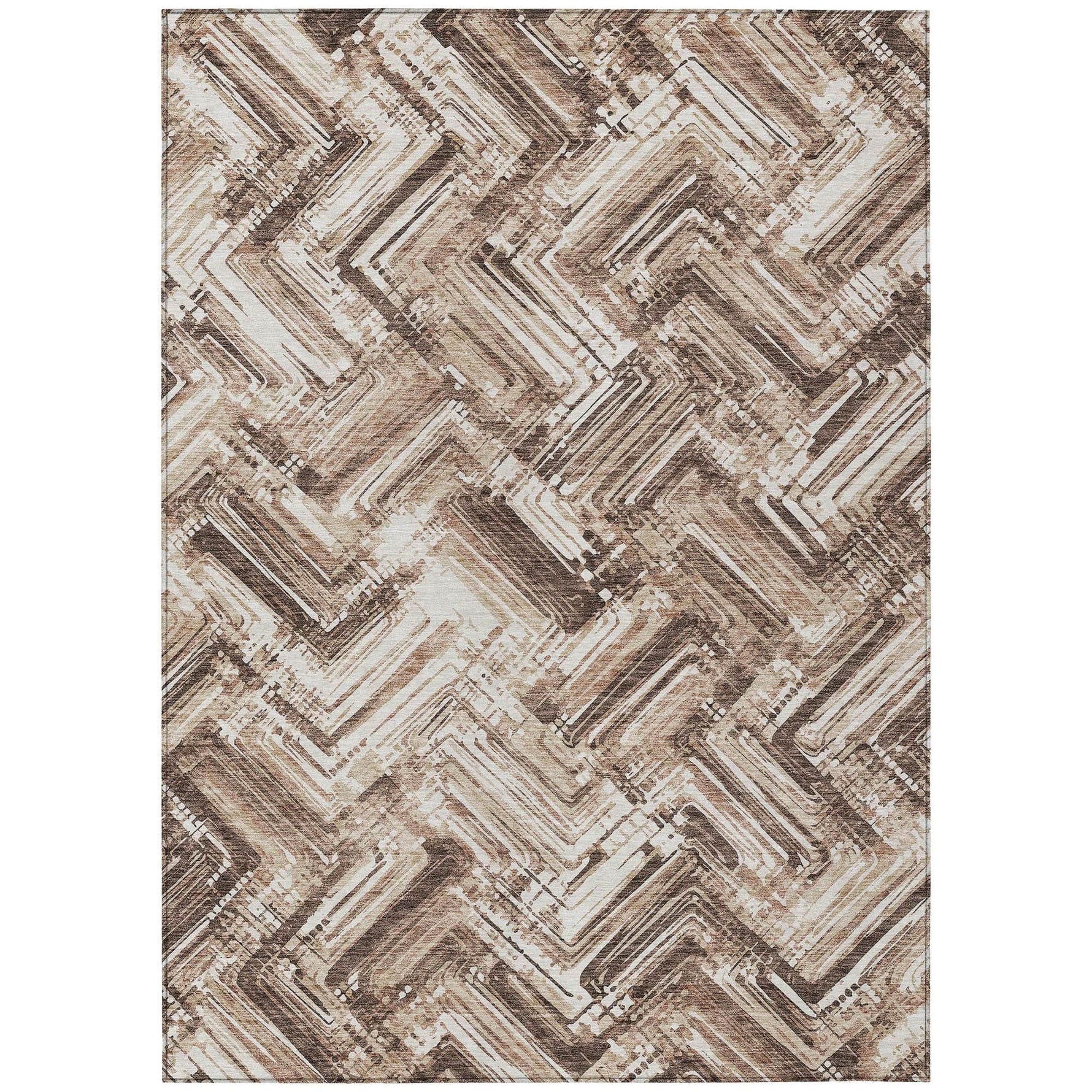 Machine Washable Brown Rug - Indoor / Outdoor - Kids / Pet Friendly Modern Print Rug