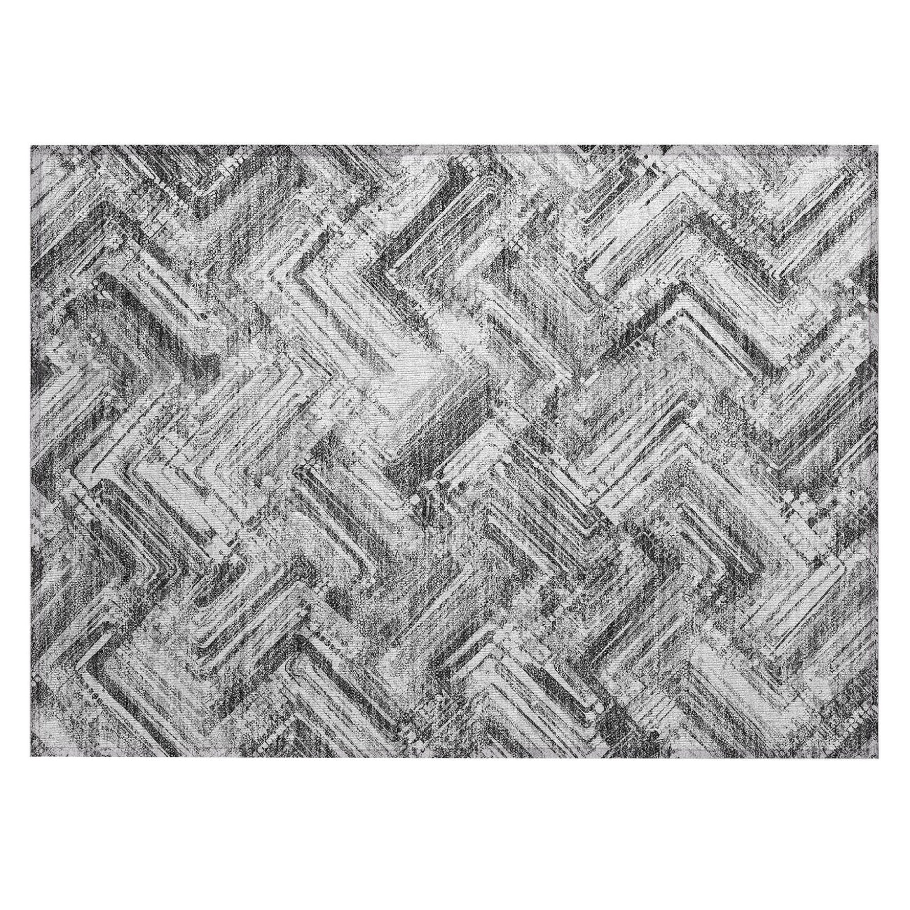 Machine Washable Gray Rug - Indoor / Outdoor - Kids / Pet Friendly Modern Print Rug