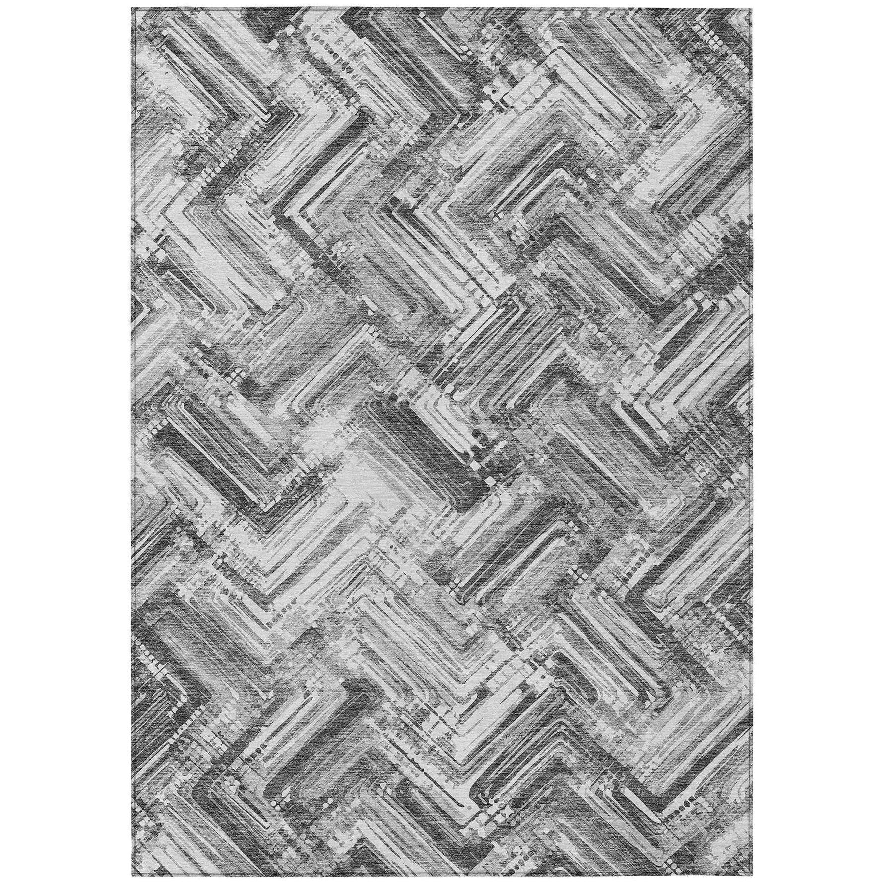 Machine Washable Gray Rug - Indoor / Outdoor - Kids / Pet Friendly Modern Print Rug
