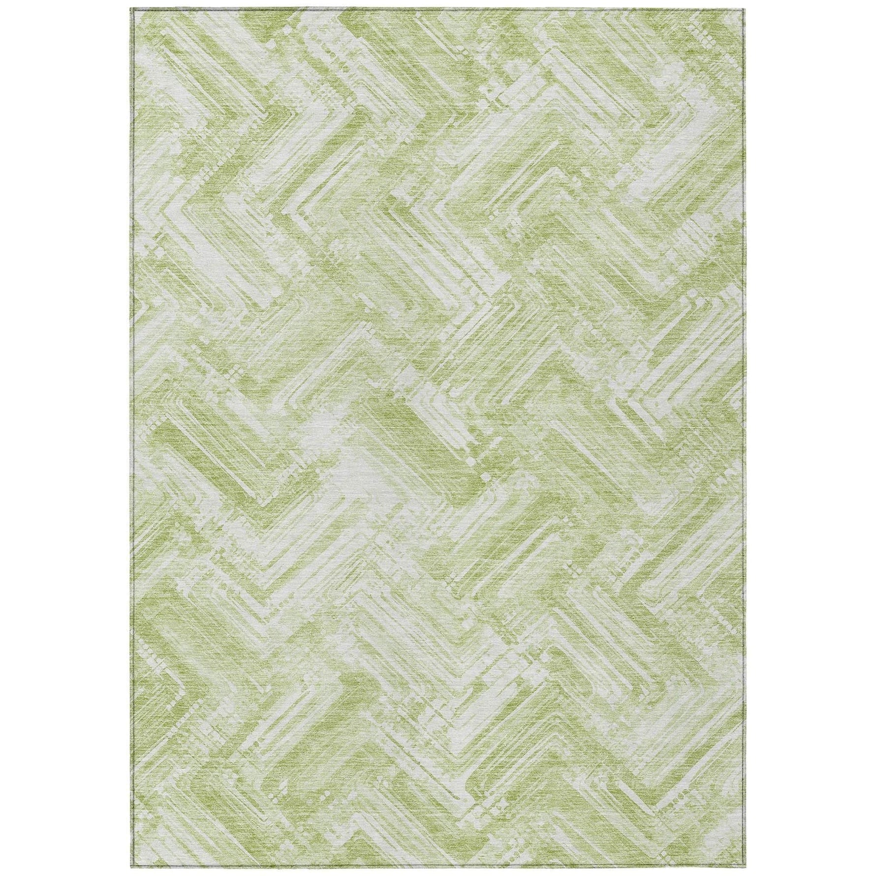 Machine Washable Green Rug - Indoor / Outdoor - Kids / Pet Friendly Modern Print Rug