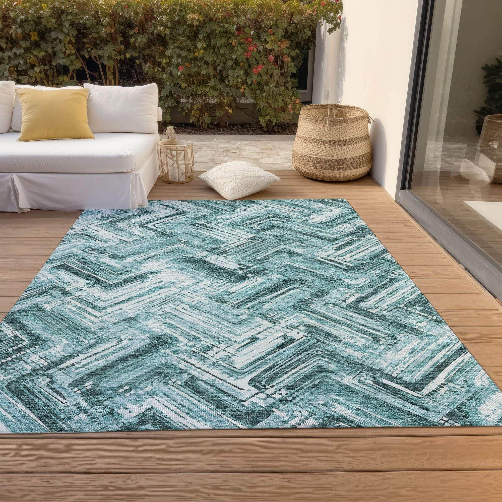 Machine Made ACN630 Teal  Rugs #color_teal 