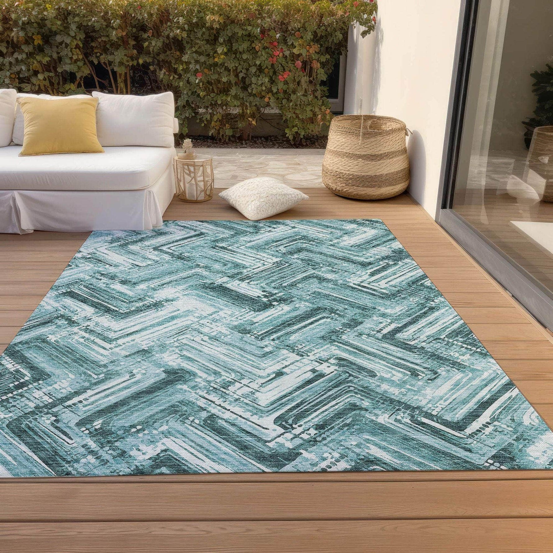 Machine Made ACN630 Teal  Rugs 
