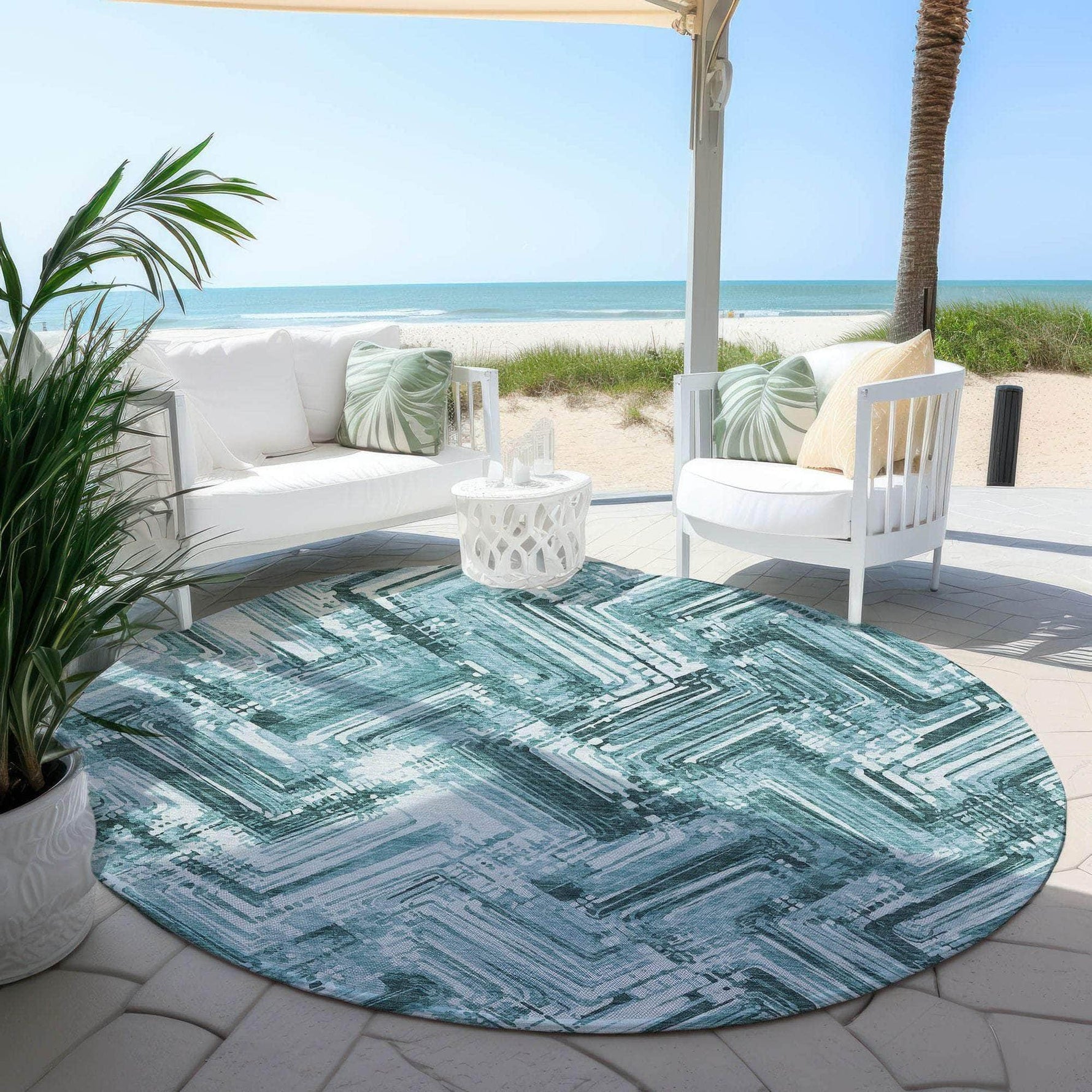 Machine Made ACN630 Teal  Rugs 