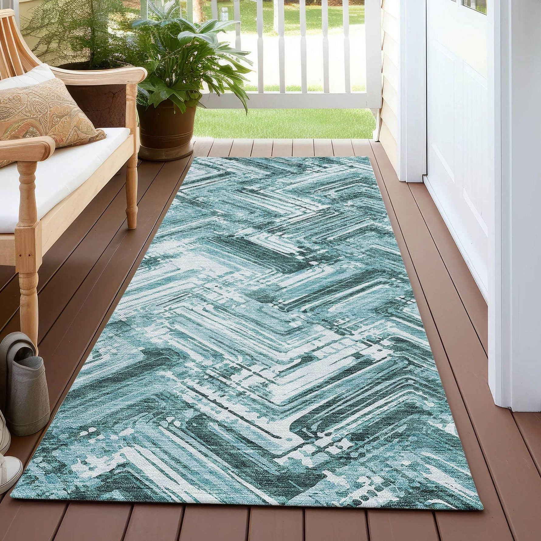 Machine Made ACN630 Teal  Rugs 