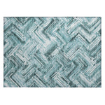 Machine Washable Teal Rug - Indoor / Outdoor - Kids / Pet Friendly Modern Print Rug