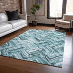 Machine Made ACN630 Teal  Rugs 