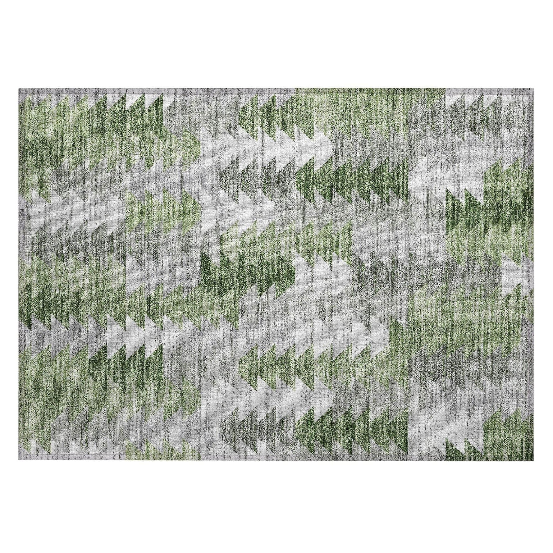 Machine Washable Green Rug - Indoor / Outdoor - Kids / Pet Friendly Modern Print Rug