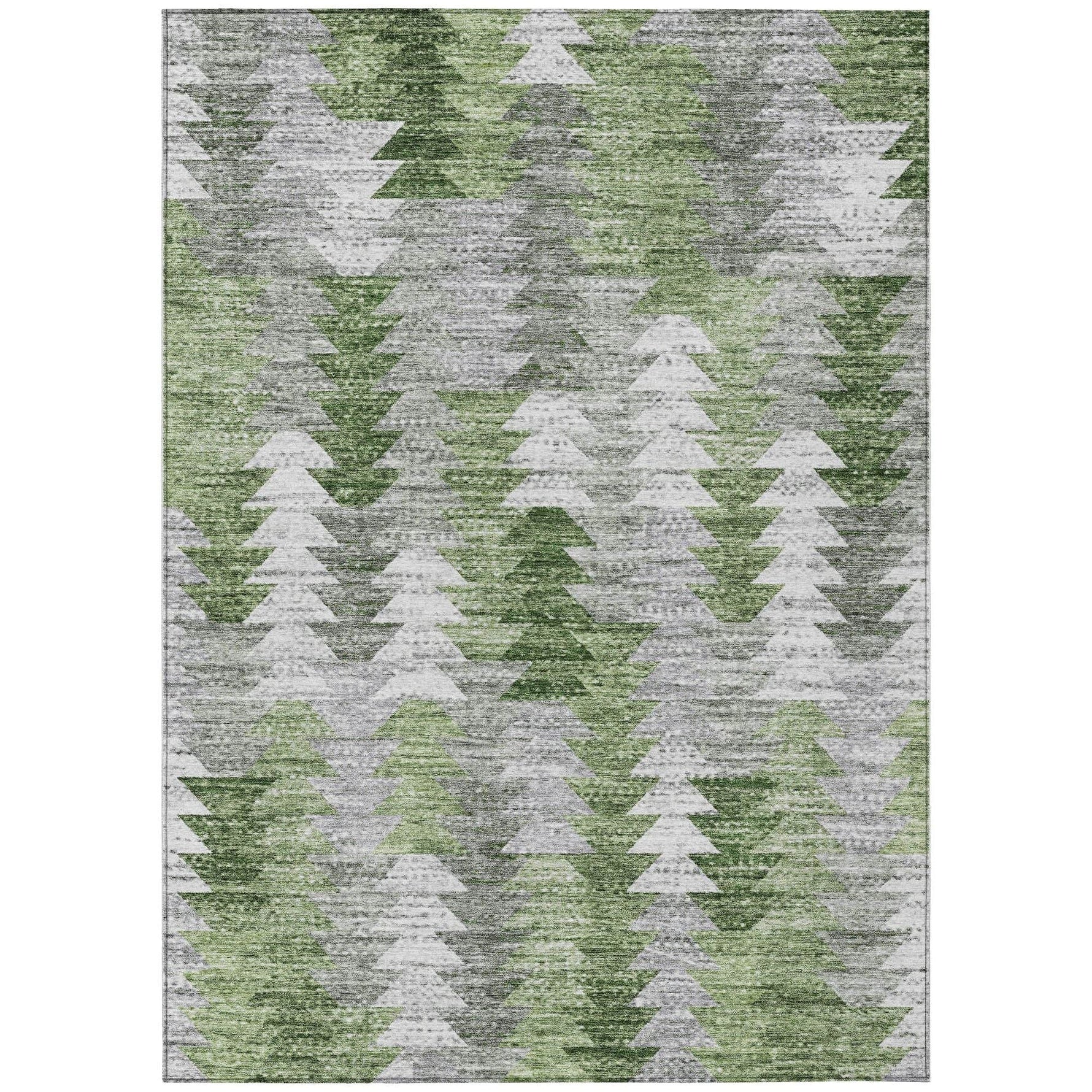 Machine Washable Green Rug - Indoor / Outdoor - Kids / Pet Friendly Modern Print Rug