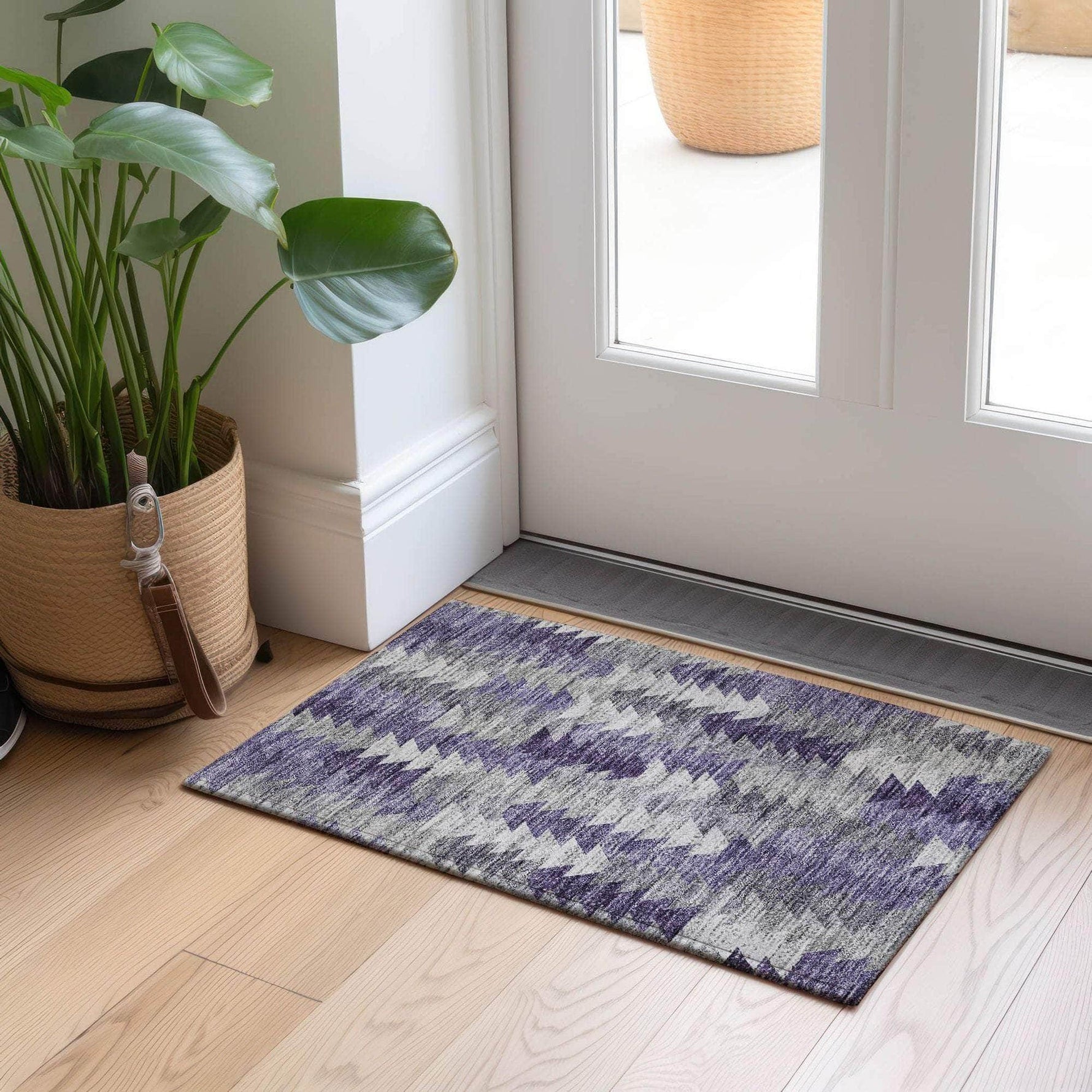 Machine Made ACN632 Purple  Rugs 
