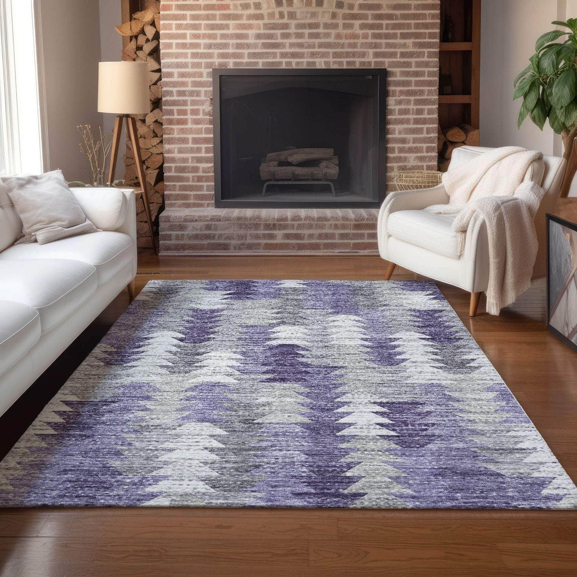 Machine Made ACN632 Purple  Rugs 