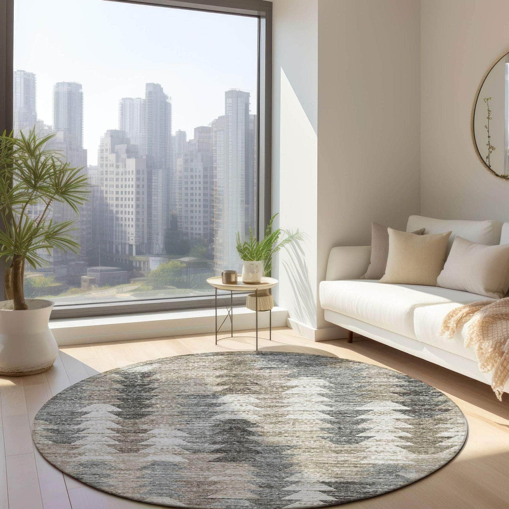 Machine Made ACN632 Taupe Brown Rugs 