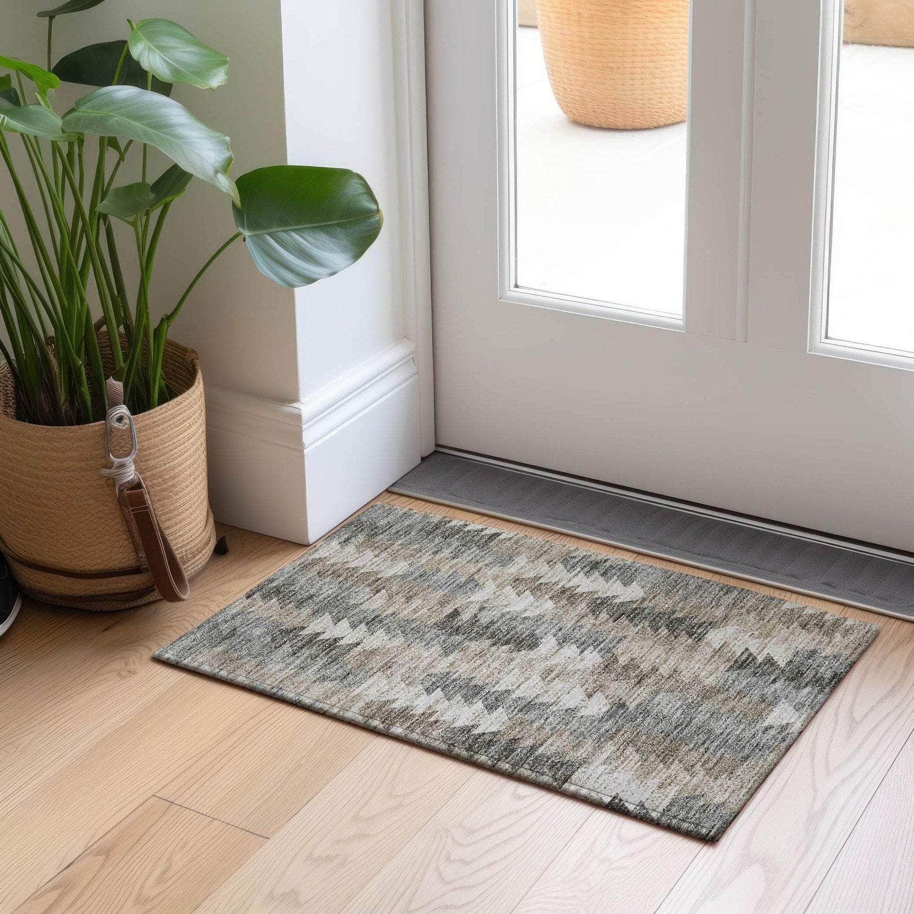 Machine Made ACN632 Taupe Brown Rugs 