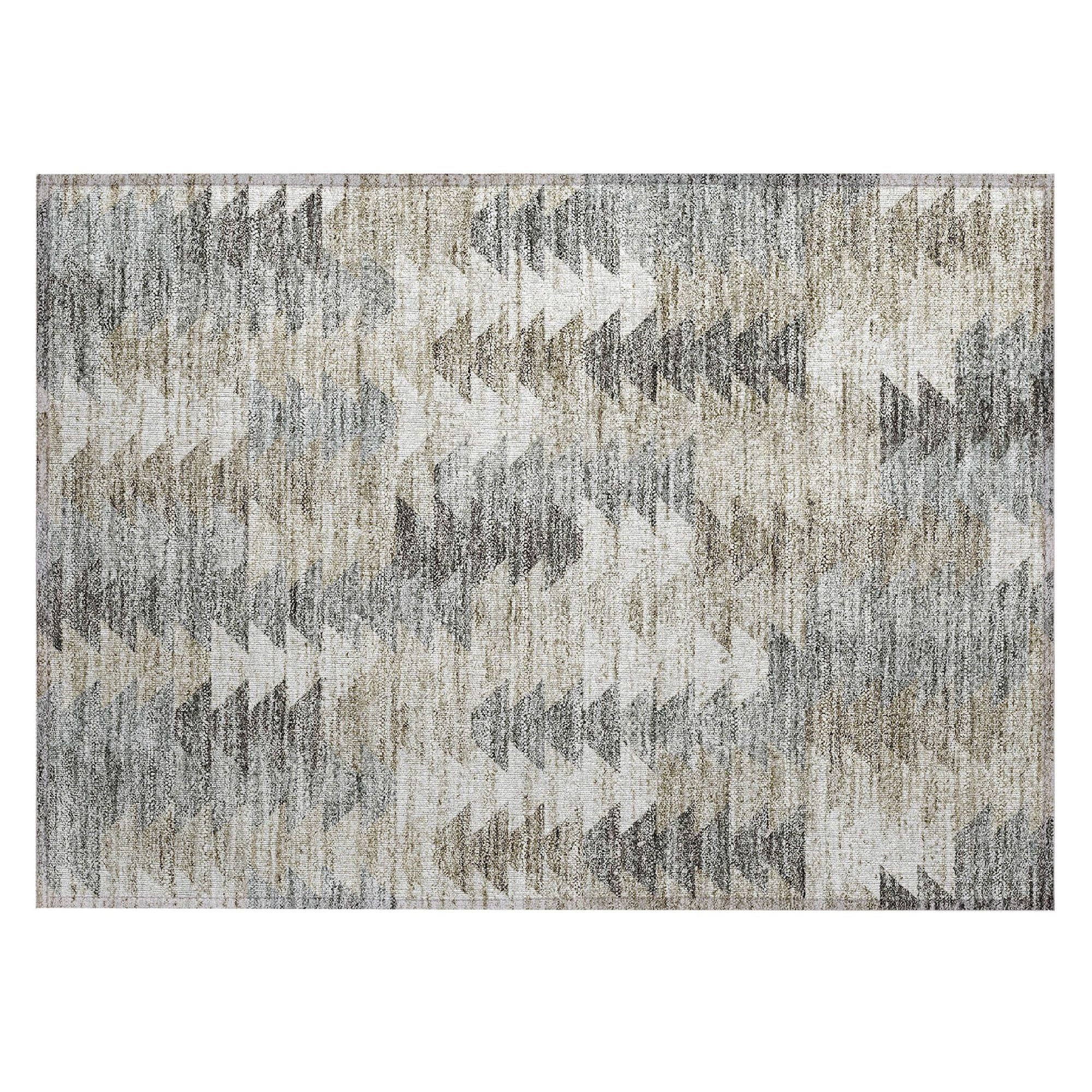 Machine Washable Taupe Brown Rug - Indoor / Outdoor - Kids / Pet Friendly Modern Print Rug