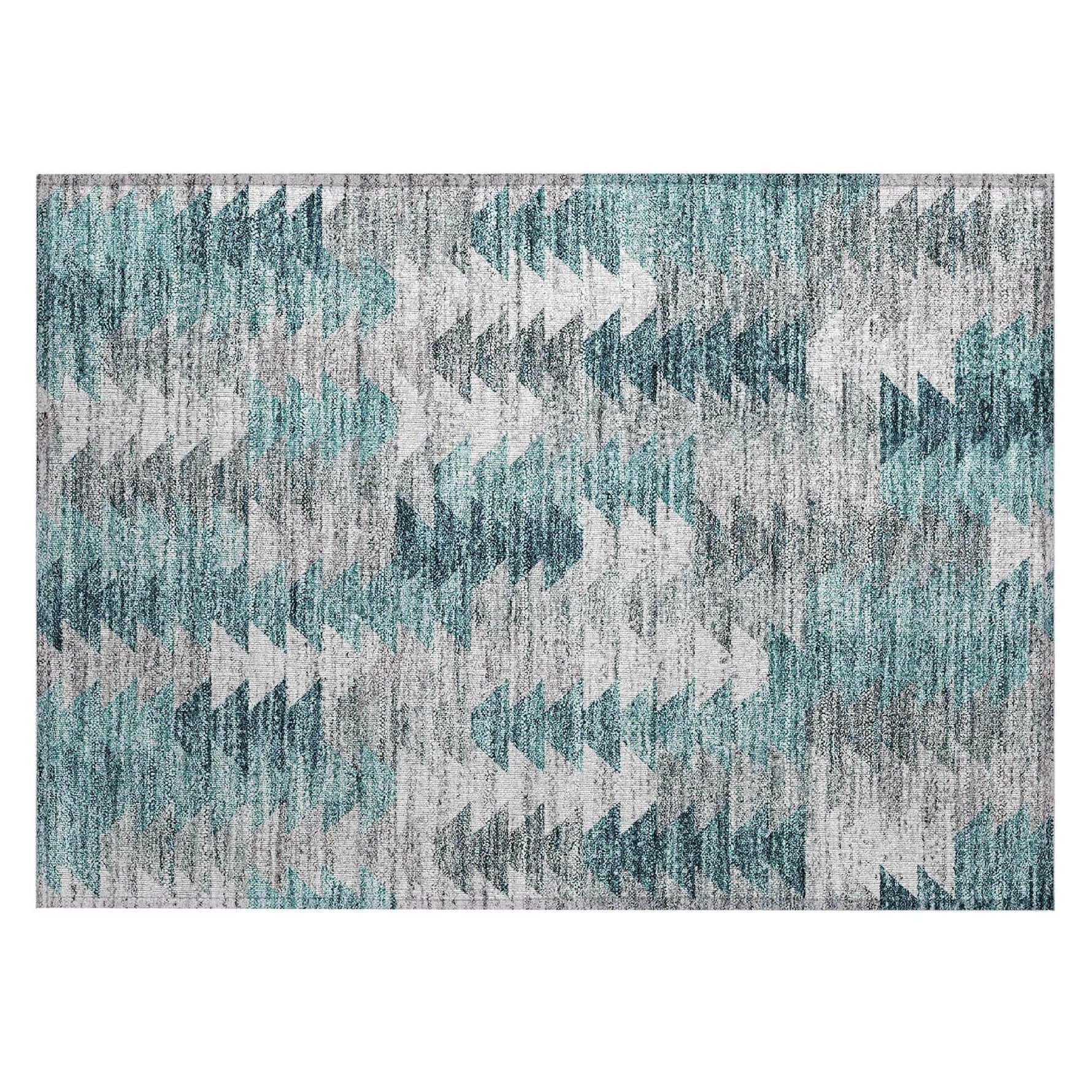 Machine Washable Teal Rug - Indoor / Outdoor - Kids / Pet Friendly Modern Print Rug
