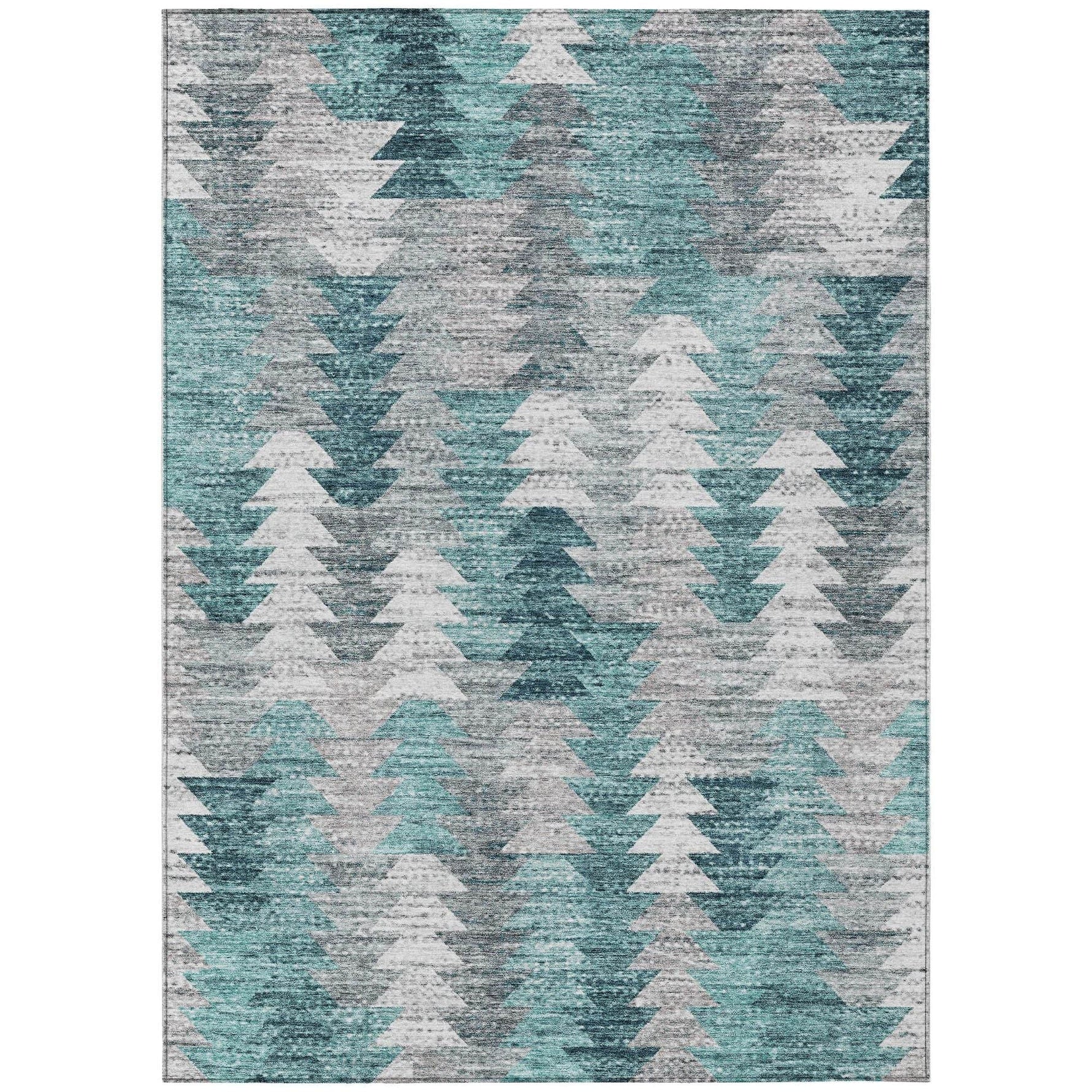 Machine Washable Teal Rug - Indoor / Outdoor - Kids / Pet Friendly Modern Print Rug