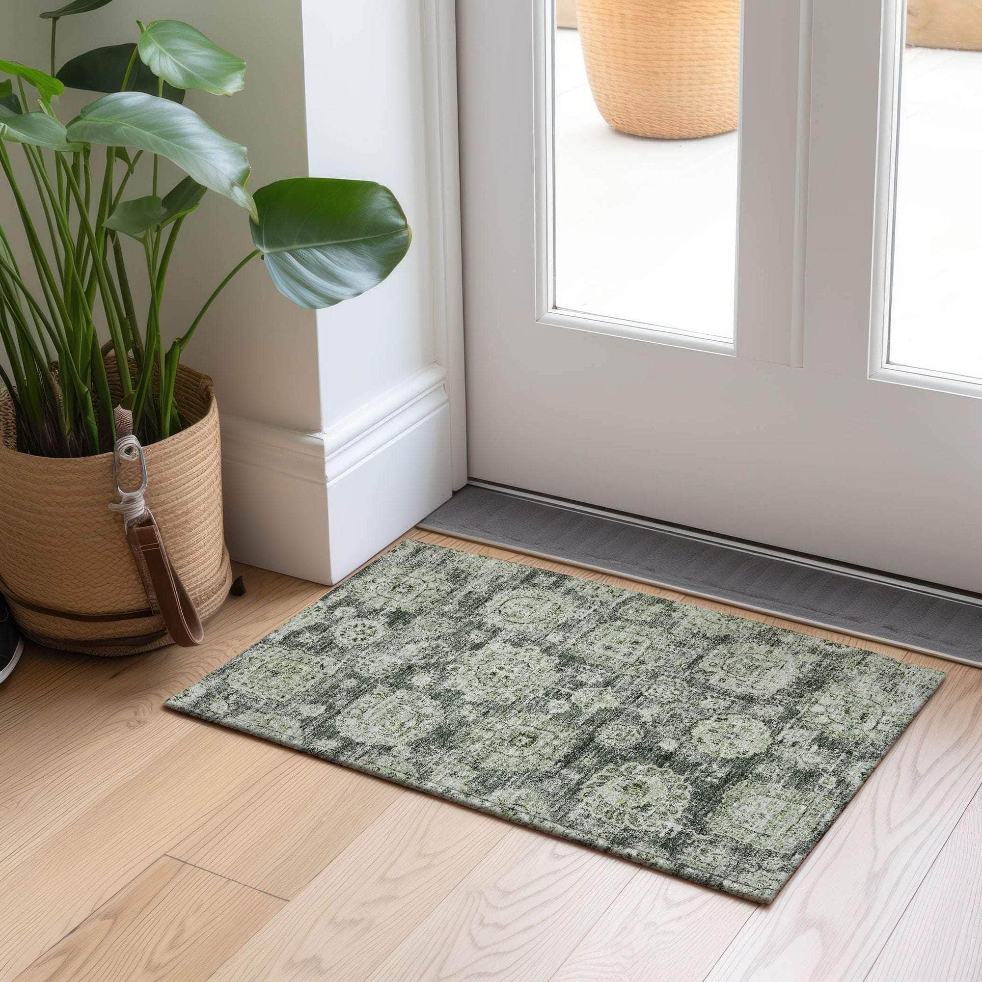 Machine Made ACN634 Aloe Green Rugs 