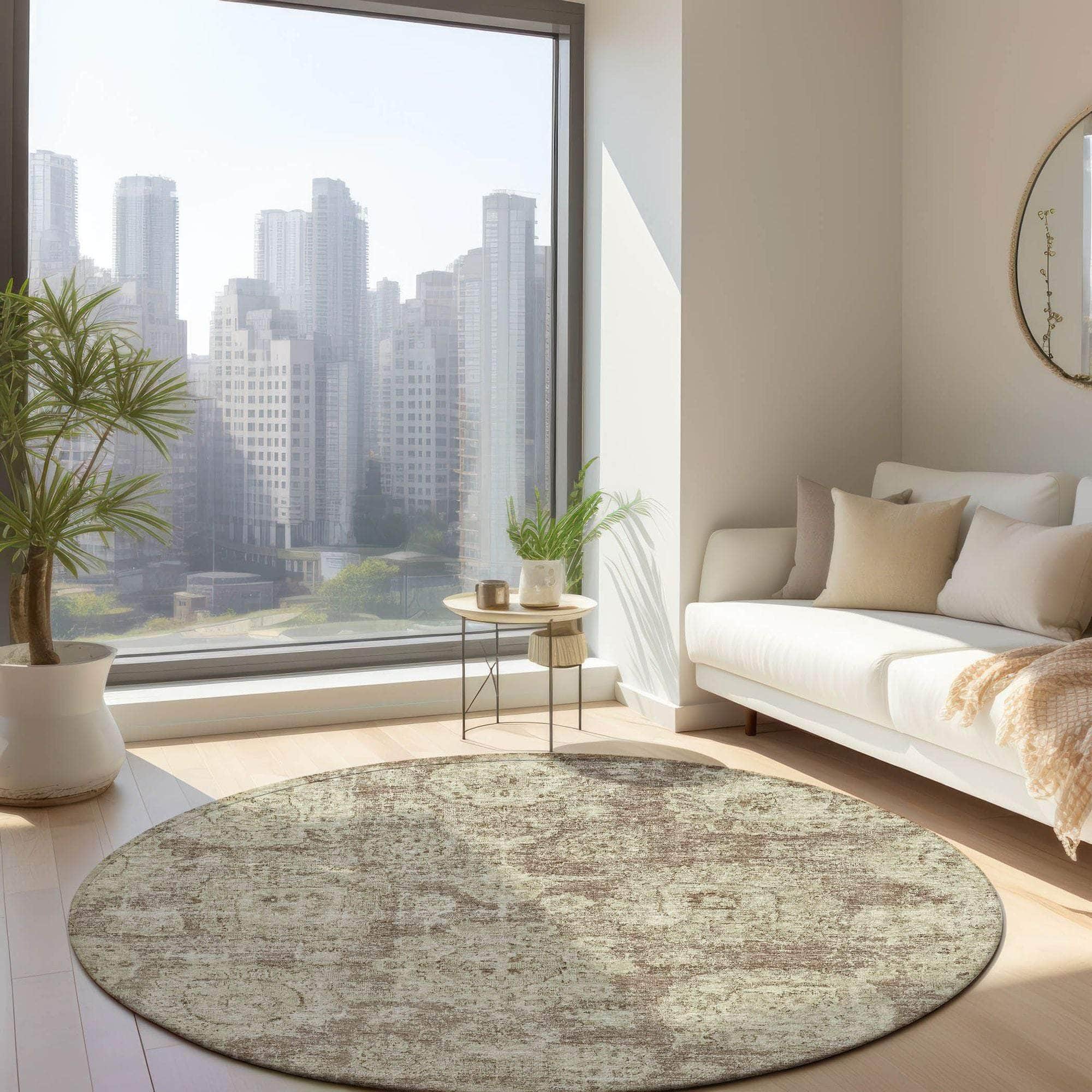Machine Made ACN634 Mocha Brown Rugs 