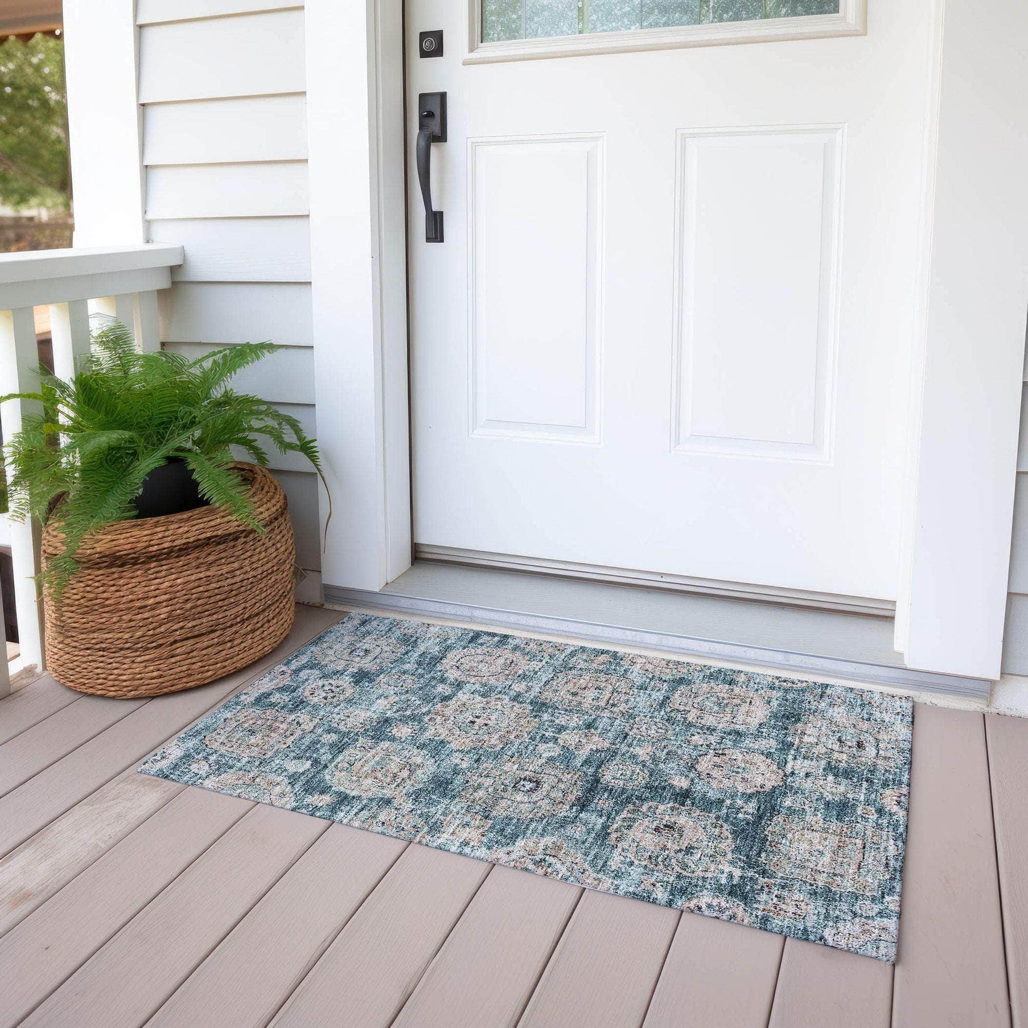 Machine Made ACN634 Teal  Rugs 