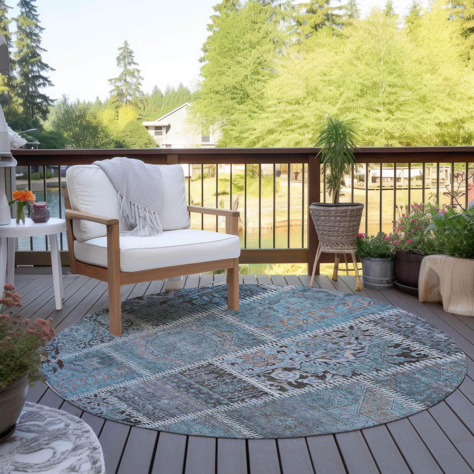 Machine Made ACN635 Teal  Rugs 
