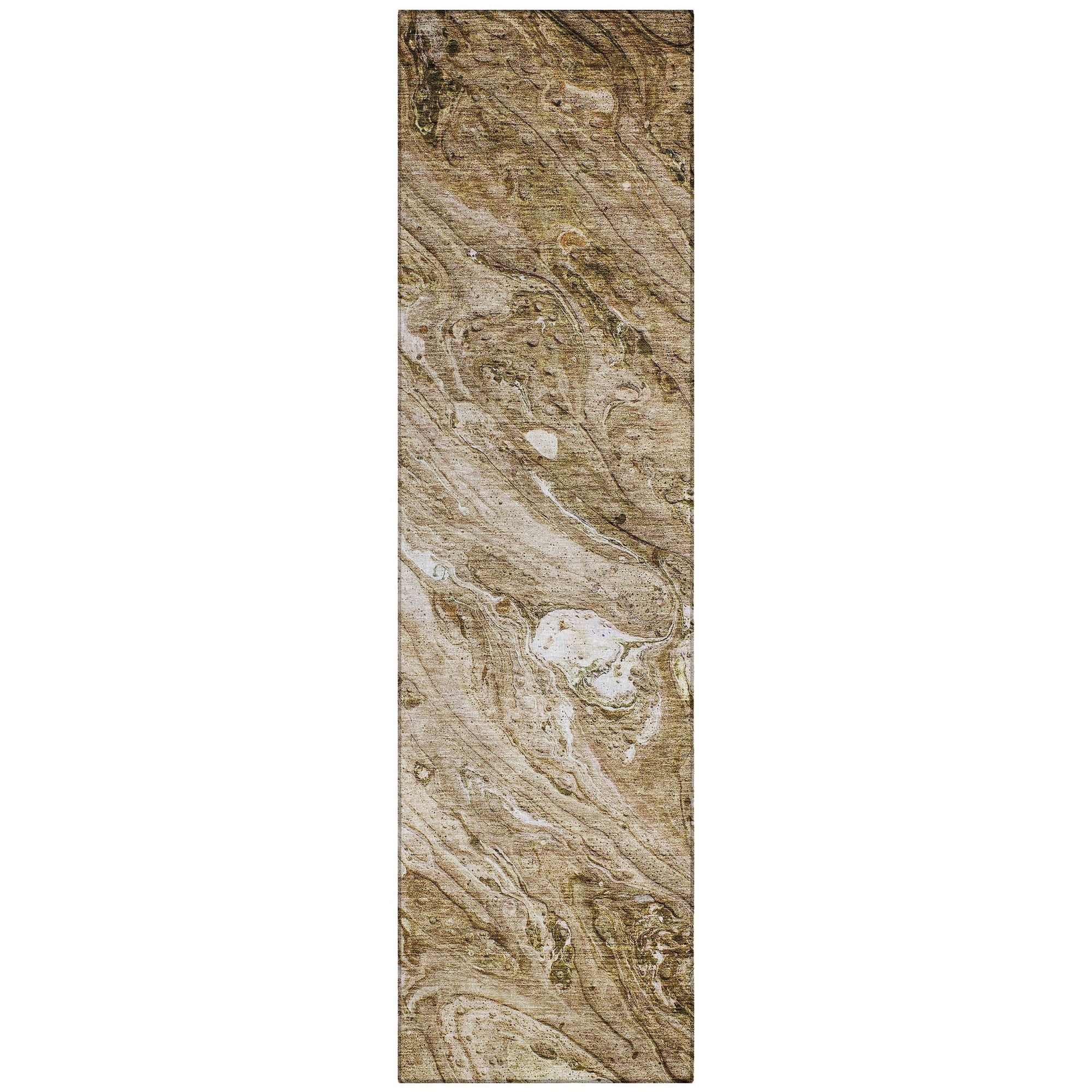 Machine Washable Brown Rug - Indoor / Outdoor - Kids / Pet Friendly Abstract Print Rug