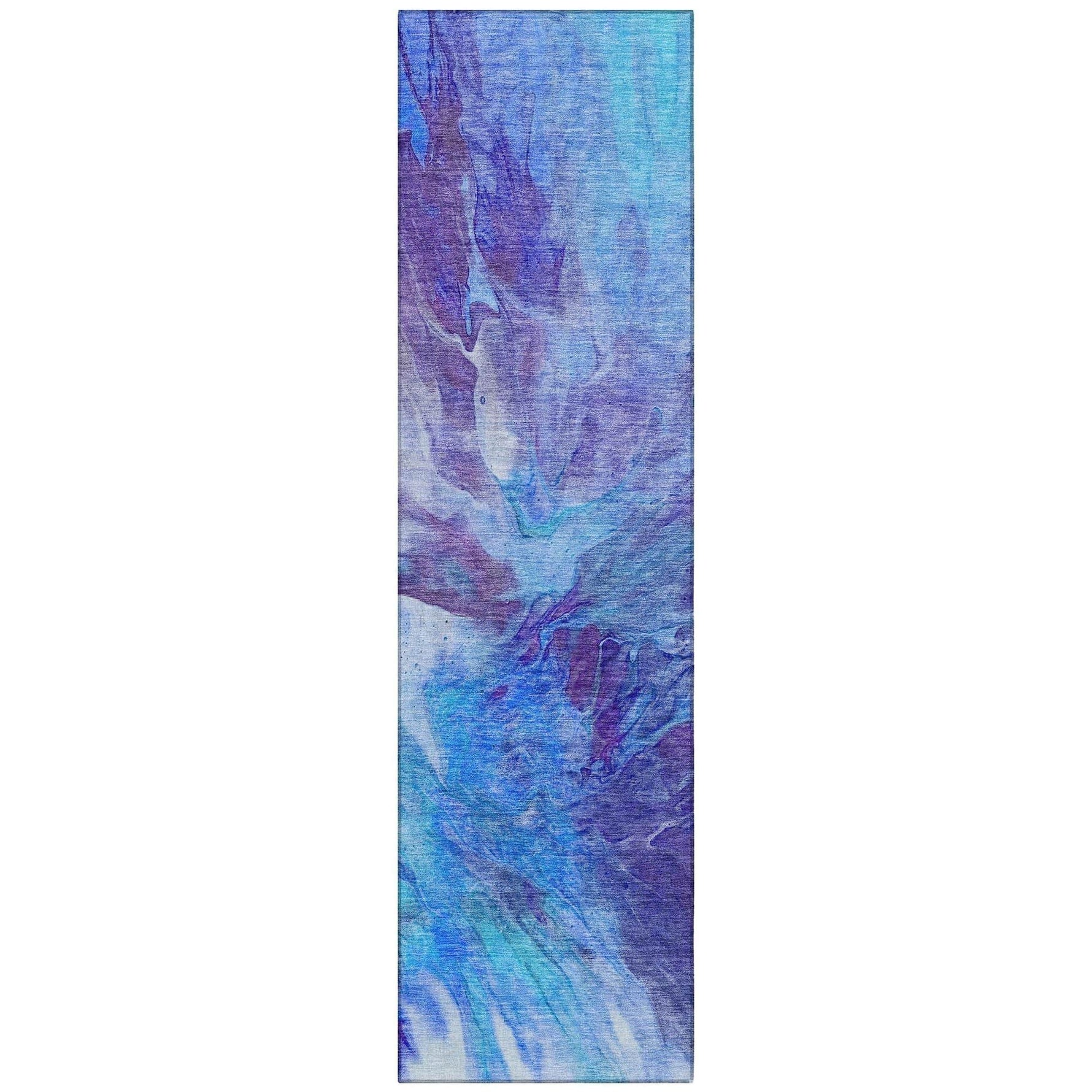 Machine Washable Blue Rug - Indoor / Outdoor - Kids / Pet Friendly Modern Print Rug