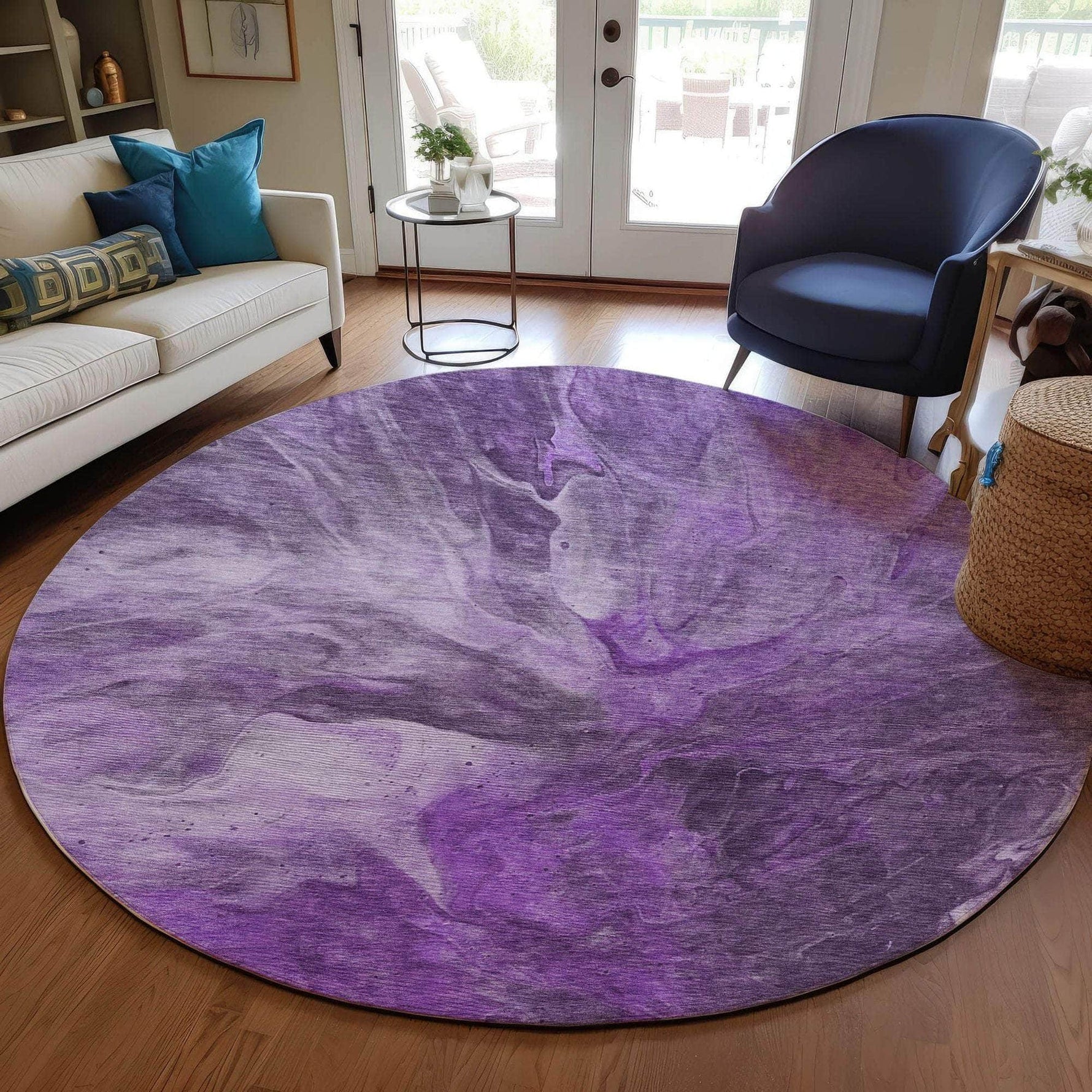 Machine Made ACN641 Purple  Rugs 
