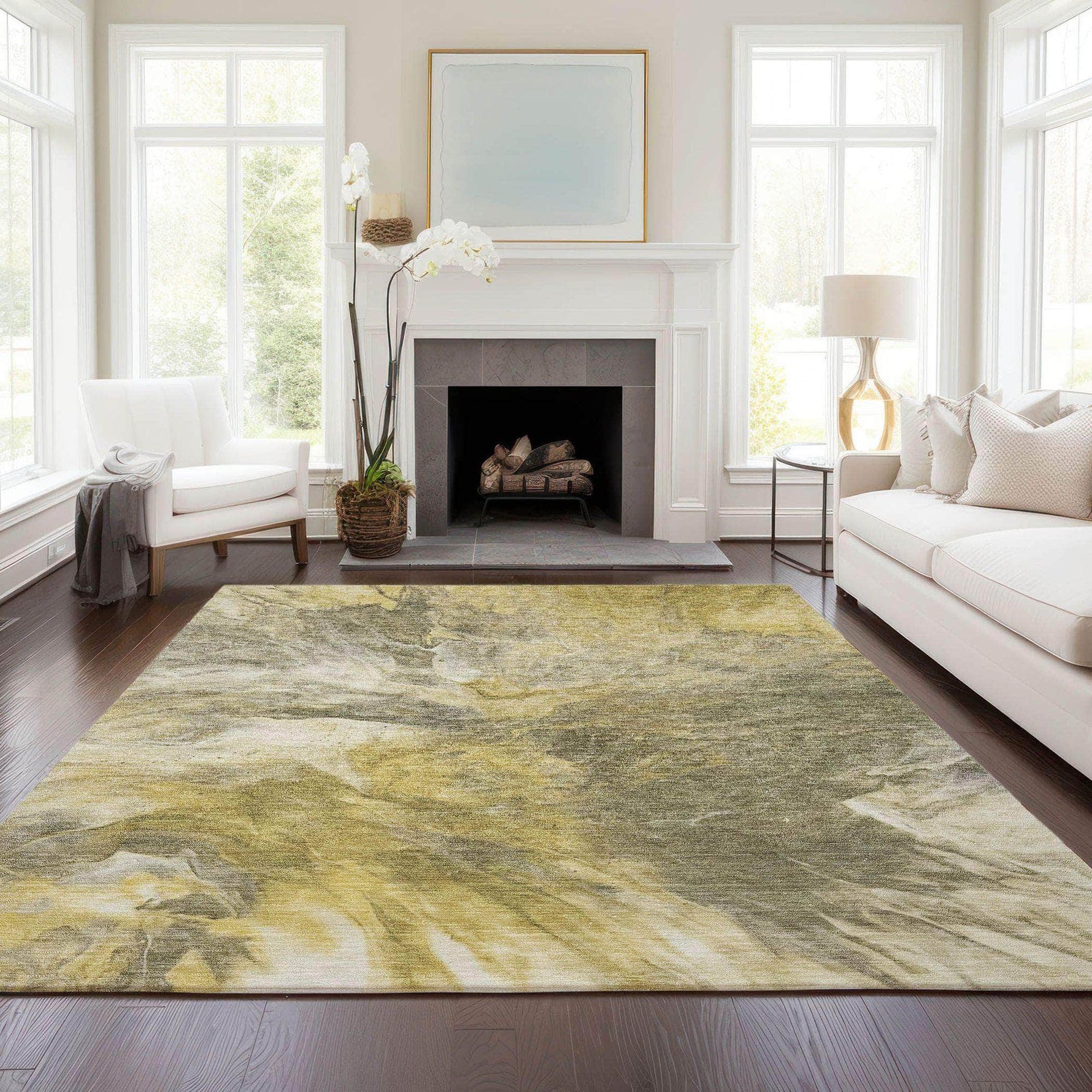 Machine Made ACN641 Taupe Brown Rugs 