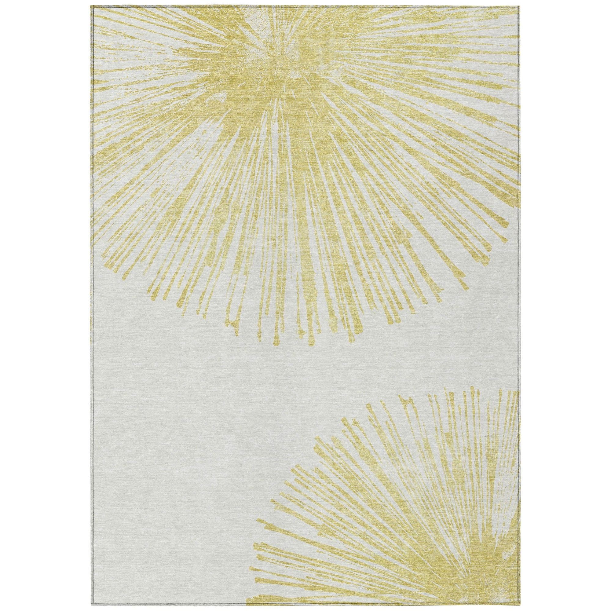 Machine Washable Beige Brown Rug - Indoor / Outdoor - Kids / Pet Friendly Circles Print Rug