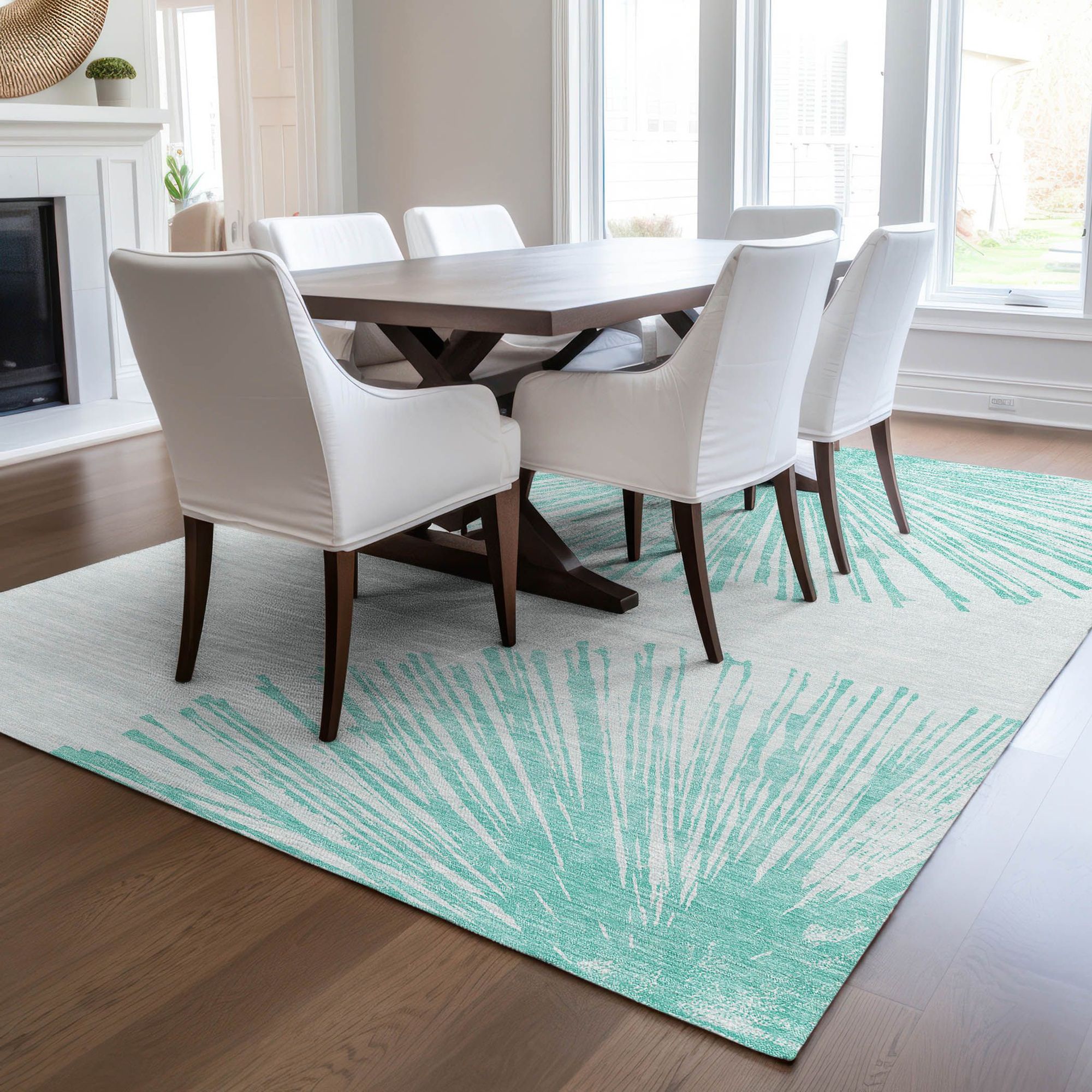 Machine Made ACN642 Teal  Rugs 
