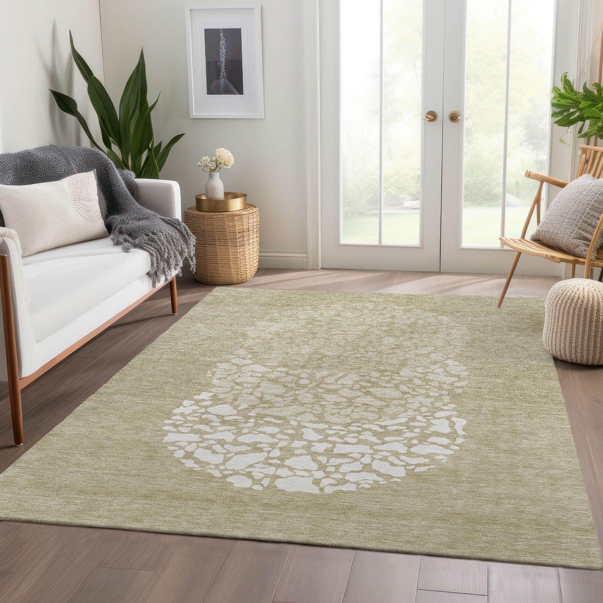 Machine Made ACN643 Beige Brown Rugs 